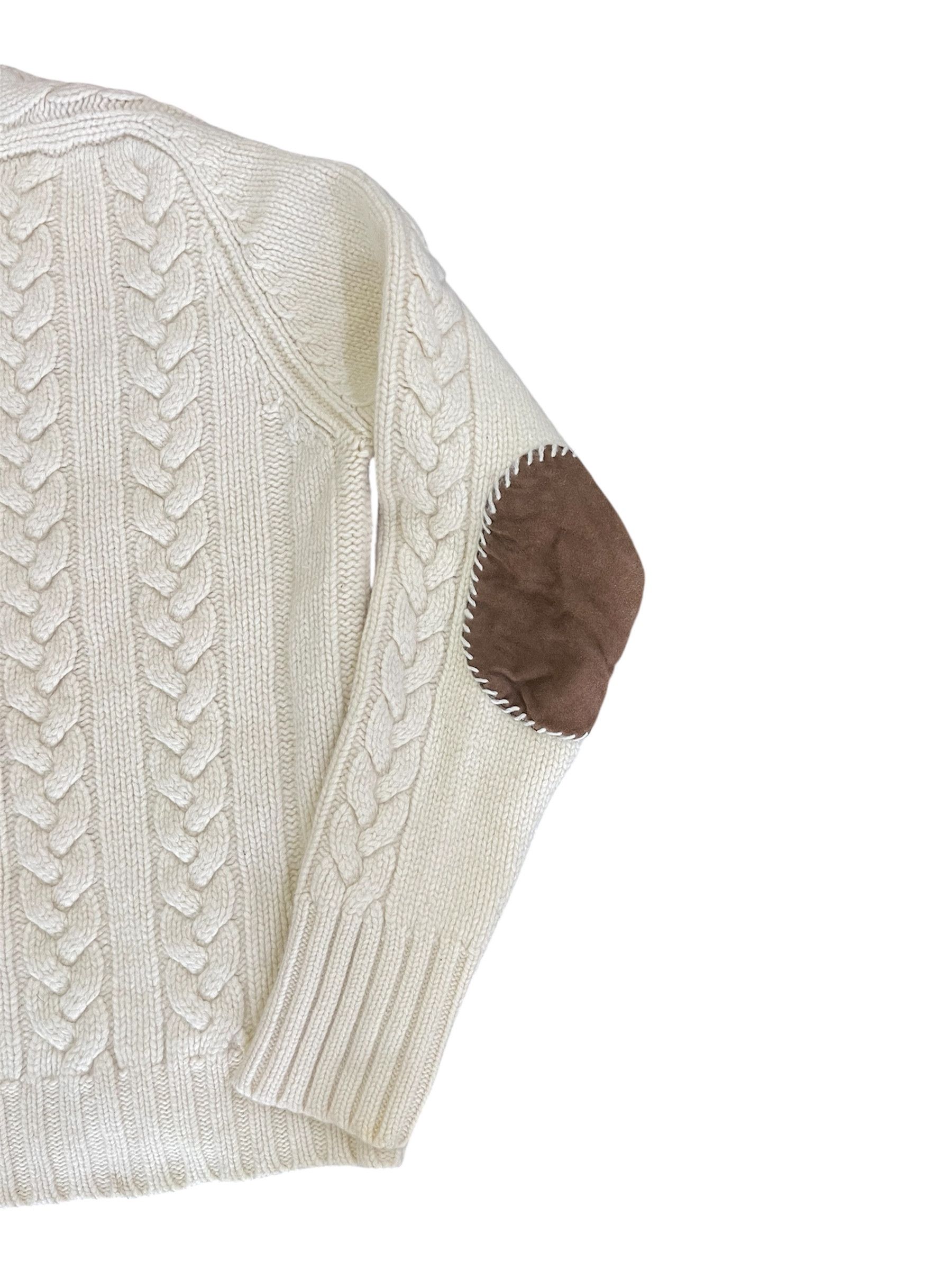 Polo Ralph Lauren × Ralph Lauren Polo Wool Knitwear Jumper Pullover Suede Elbow Size L / US 10 / IT 46 - 3 Thumbnail