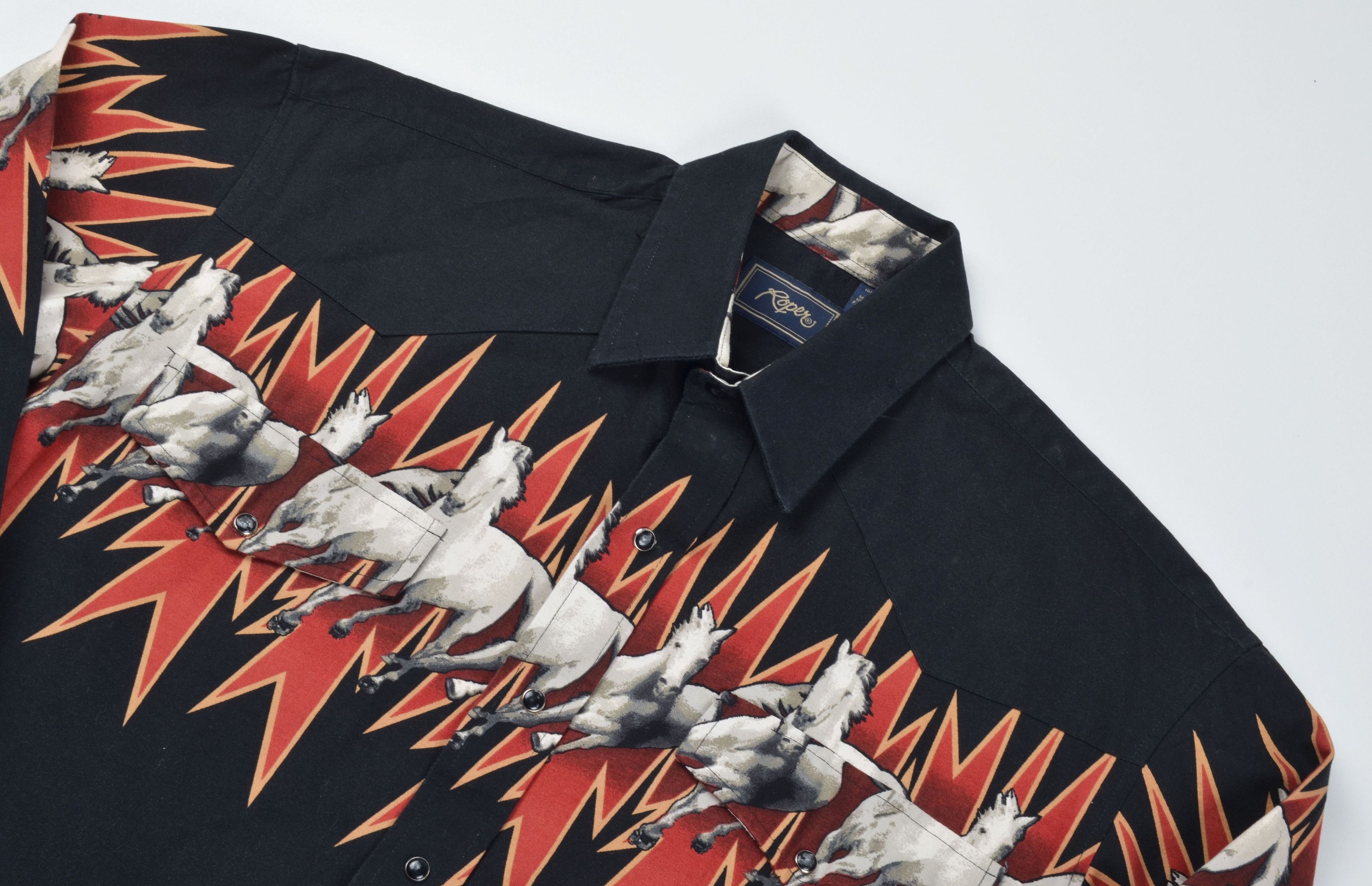 Roper Roper Horse Print Black Button Up Western Cowboy Shirt Size US M / EU 48-50 / 2 - 2 Thumbnail