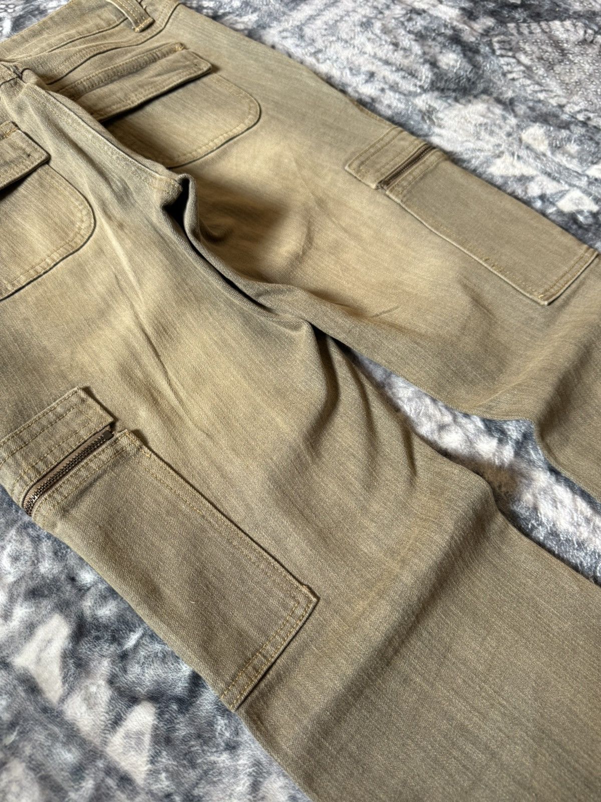 Japanese Brand Daily Topics Smokey Mud Gray Wash Flared Cargo Denim Pants Size US 28 / EU 44 - 15 Thumbnail