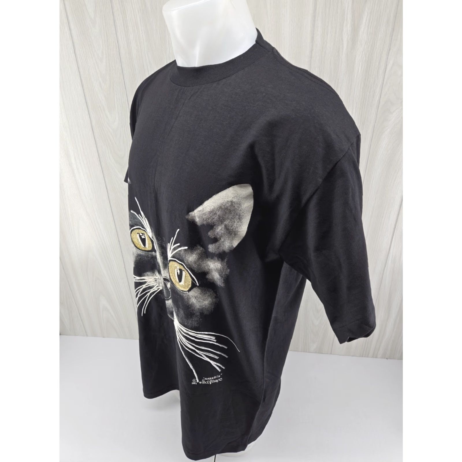 Vintage VINTAGE Skeezix Wild Hare Cat Face Black T-Shirt 2XL Short Sleeve Mens 90s Wild Hare Cat Face Black Short Sleeve T Shirt Single Stitch Size US XXL / EU 58 / 5 - 5 Thumbnail