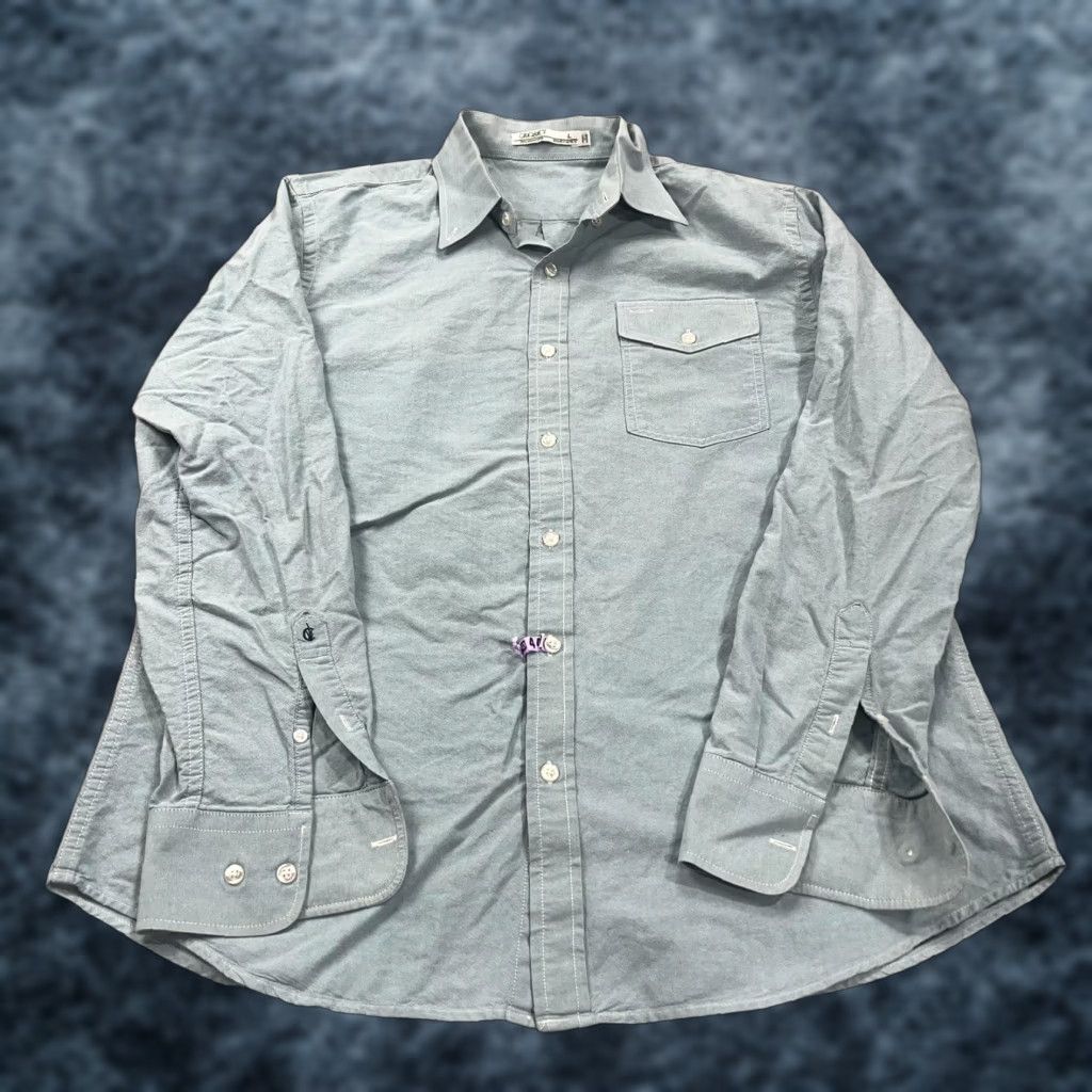 Vintage Criquet Mens Large Green Blue 100% Organic Cotton Button-Down Long Sleeve Shirt Size US L / EU 52-54 / 3 - 1 Thumbnail