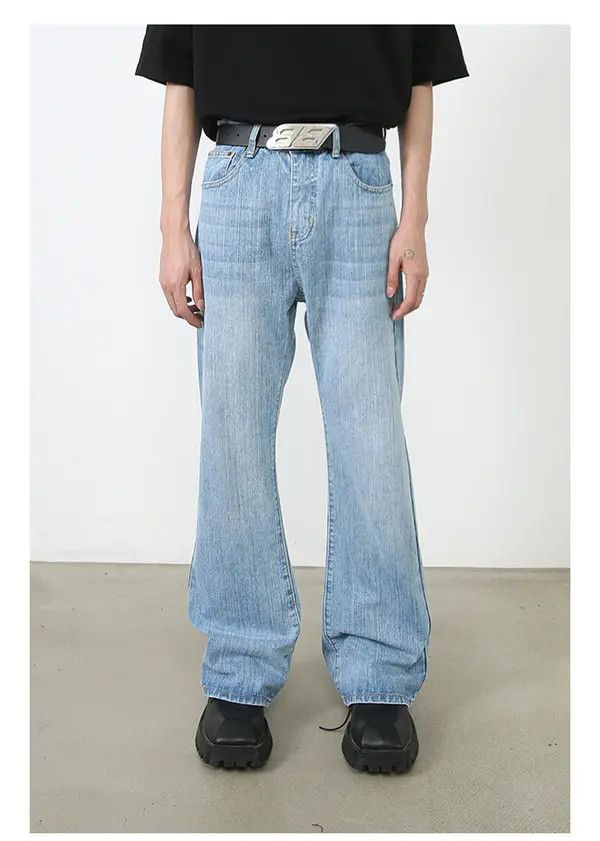 Japanese Brand Vintage washed distressed loose straight-leg flared jeans Size US 32 / EU 48 - 1 Thumbnail