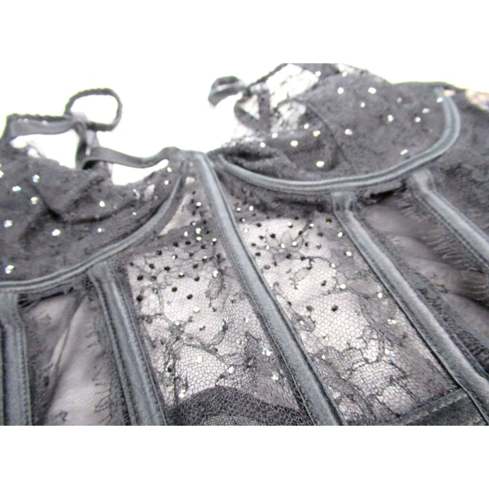 Victoria's Secret Victoria's Secret Corset Top Womens 34C Black Embellished Underwired NWT Rhinestone Lace Adjustable Straps Size XXS / US 00 / IT 34 - 5 Thumbnail