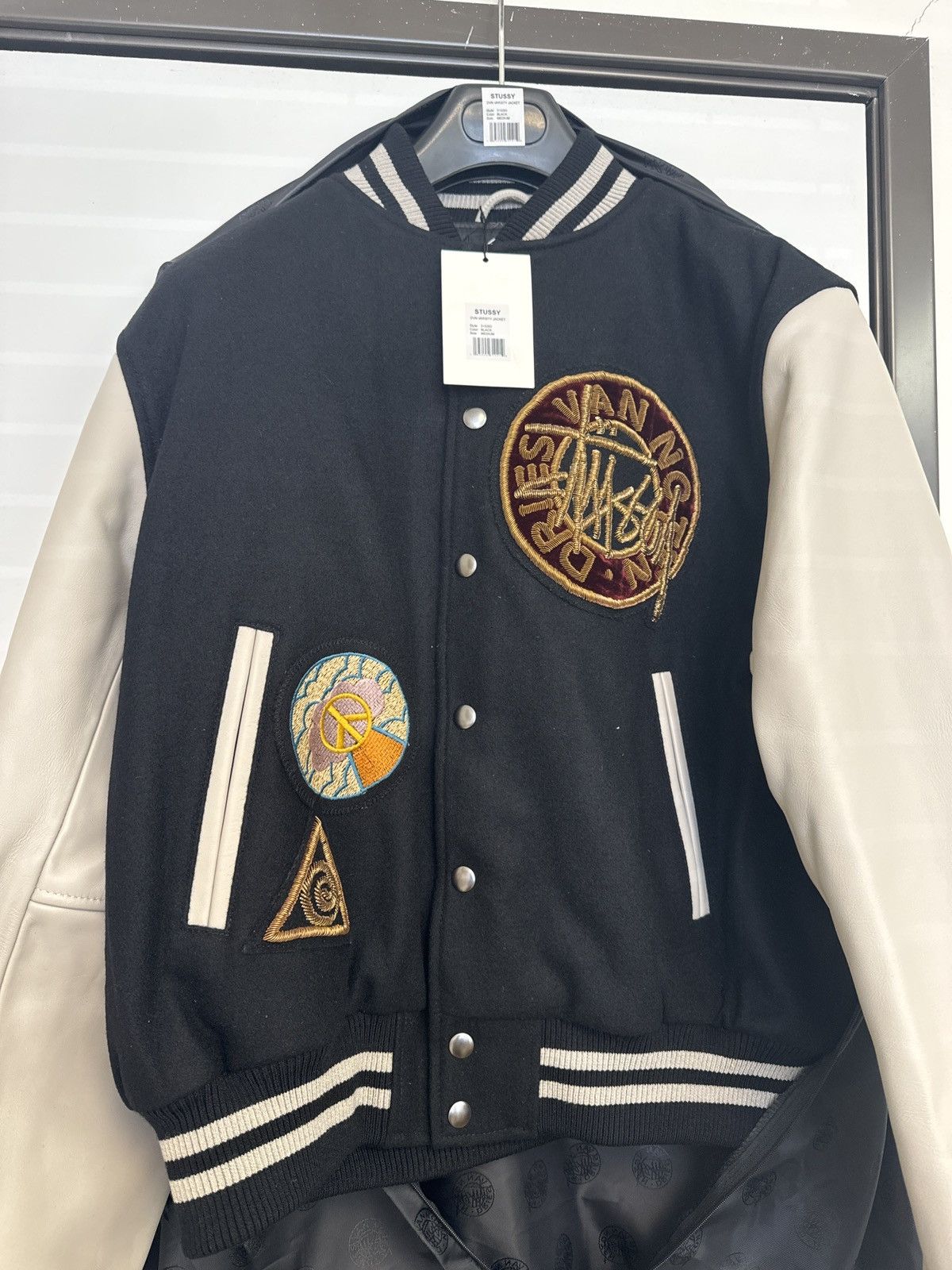 image of Stüssy Dries Van Noten Varsity Jacket in Black, Men's (Size Medium)