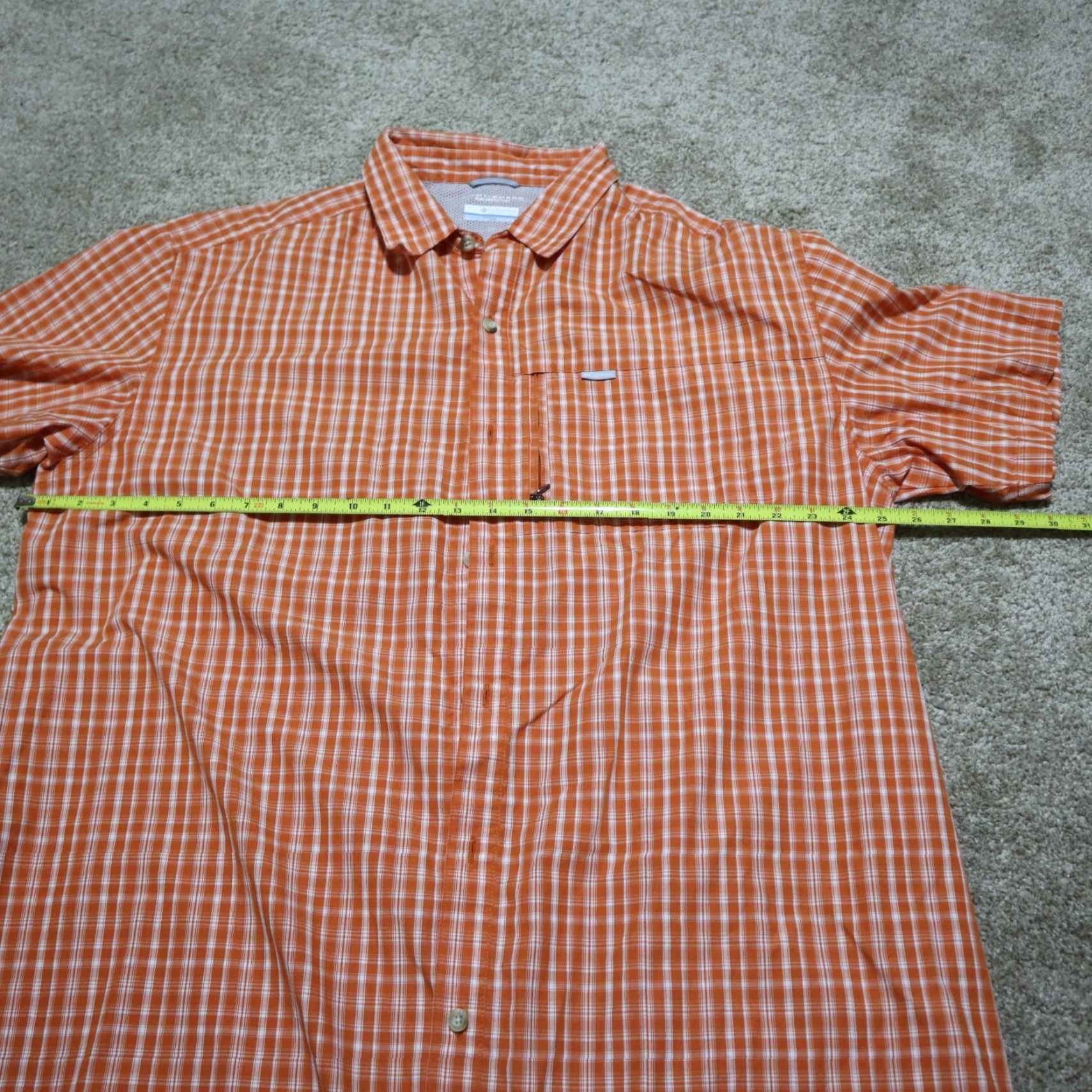 Vintage Columbia Shirt Men Large Orange Plaid Nylon Vented Omi Shade Zip Pocket Button Front 90s Casual Mens Size US L / EU 52-54 / 3 - 6 Thumbnail
