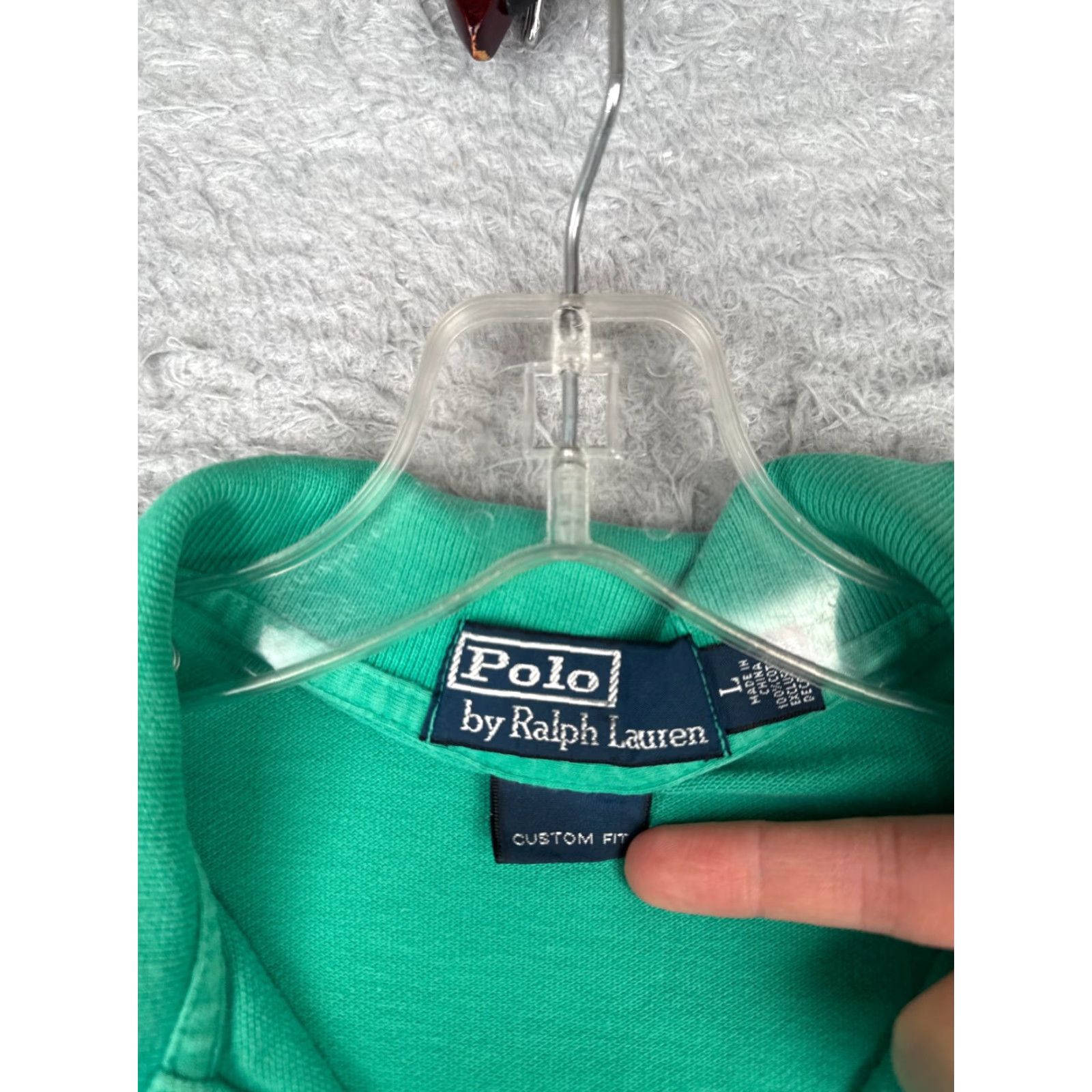 Ralph Lauren VINTAGE Polo Ralph Lauren Shirt Men Large Green 100% Cotton Custom Fit Pony READ Size US L / EU 52-54 / 3 - 6 Thumbnail