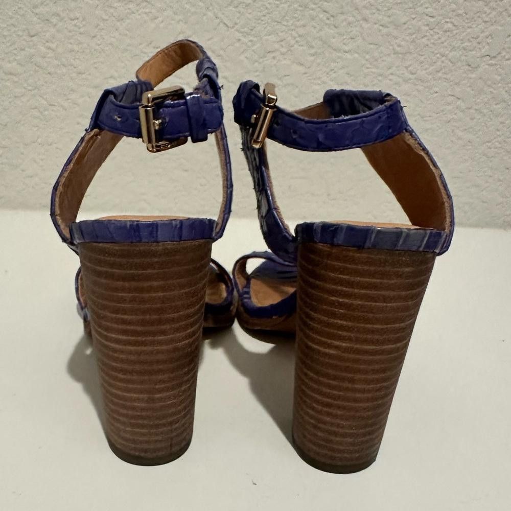 Coach COACH Lexey Snakeskin Chunky Open Toe Sandals Marine Blue 8 Size US 8 / IT 38 - 10 Thumbnail