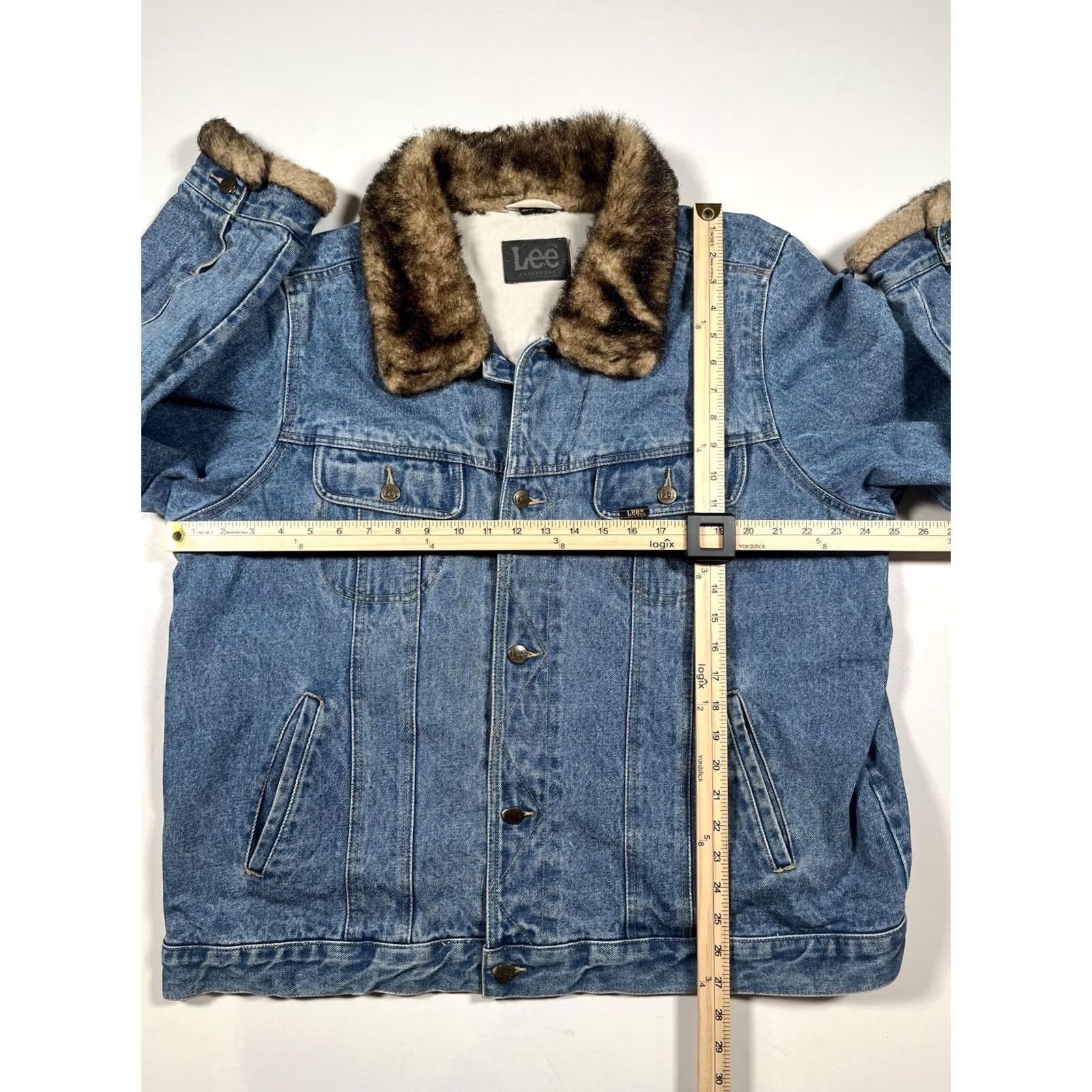 Lee VINTAGE Lee Jacket Mens Blue Denim Faux Fur Collar Made Hong Kong 90s L Size US L / EU 52-54 / 3 - 6 Thumbnail