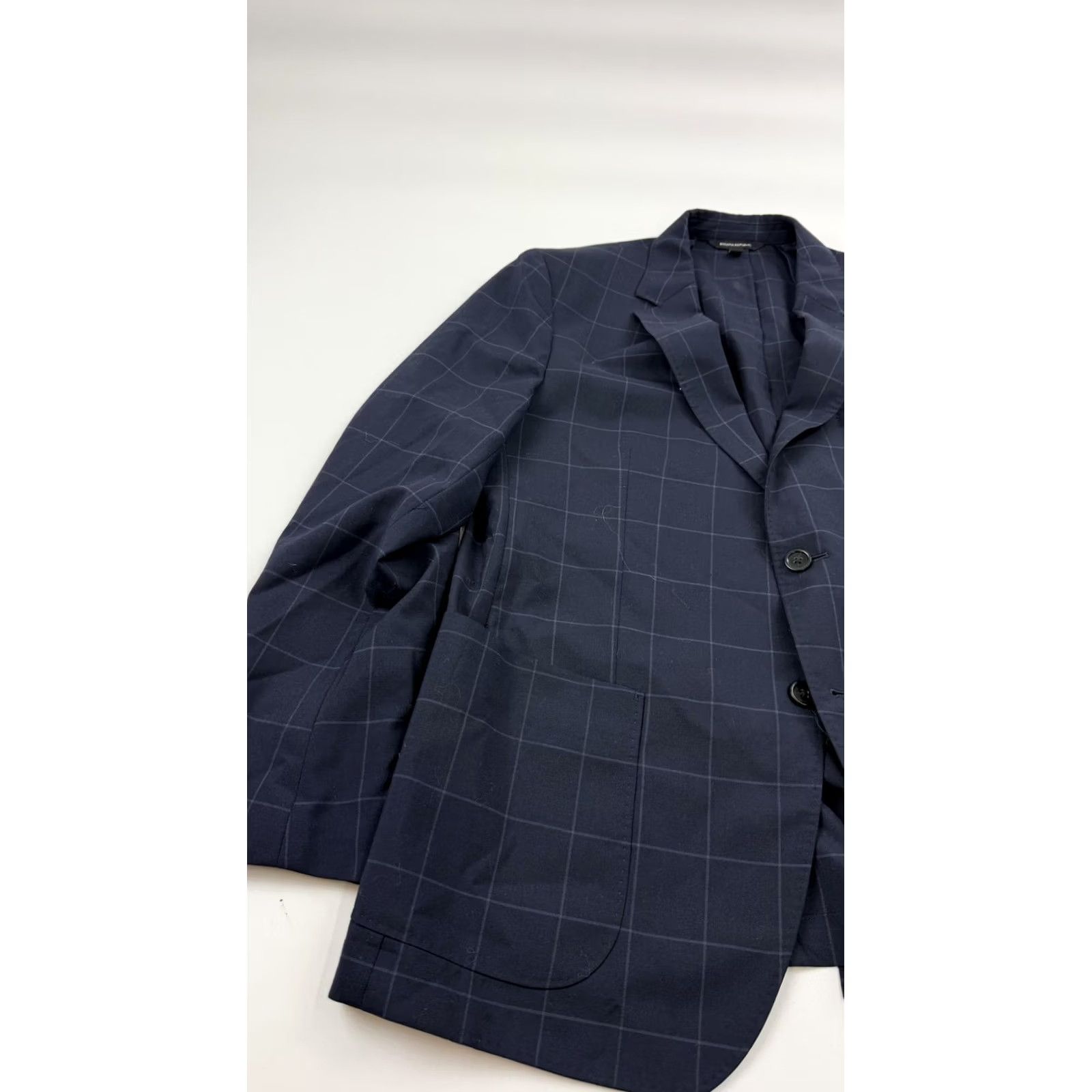 Banana Republic Banana Republic Coat Mens 44 Blazer 44R Navy Windowpane Check Two Button Sport Size 44R - 2 Thumbnail