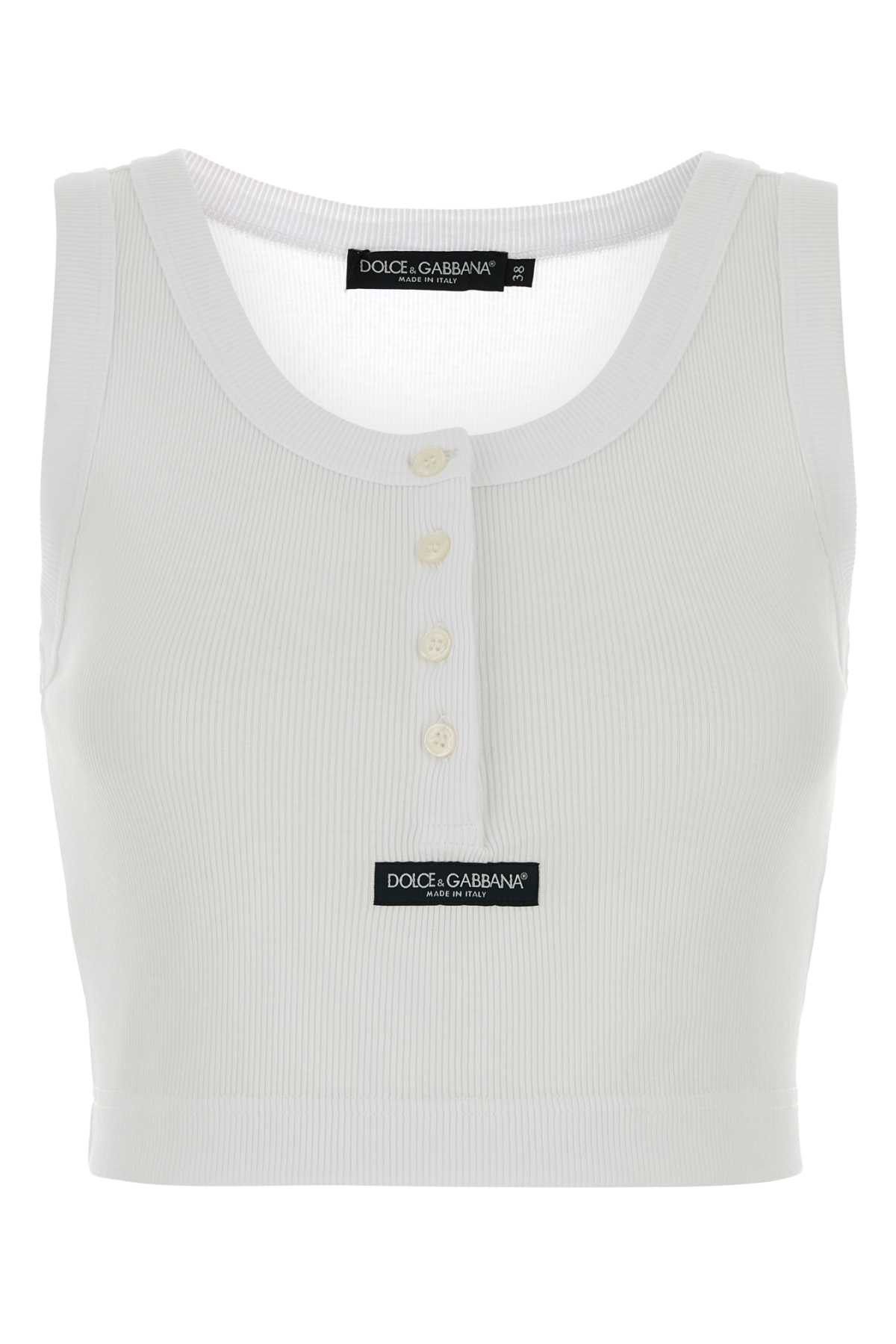 Dolce & Gabbana White Cotton Tank Top Size XS / US 0-2 / IT 36-38 - 1 Thumbnail