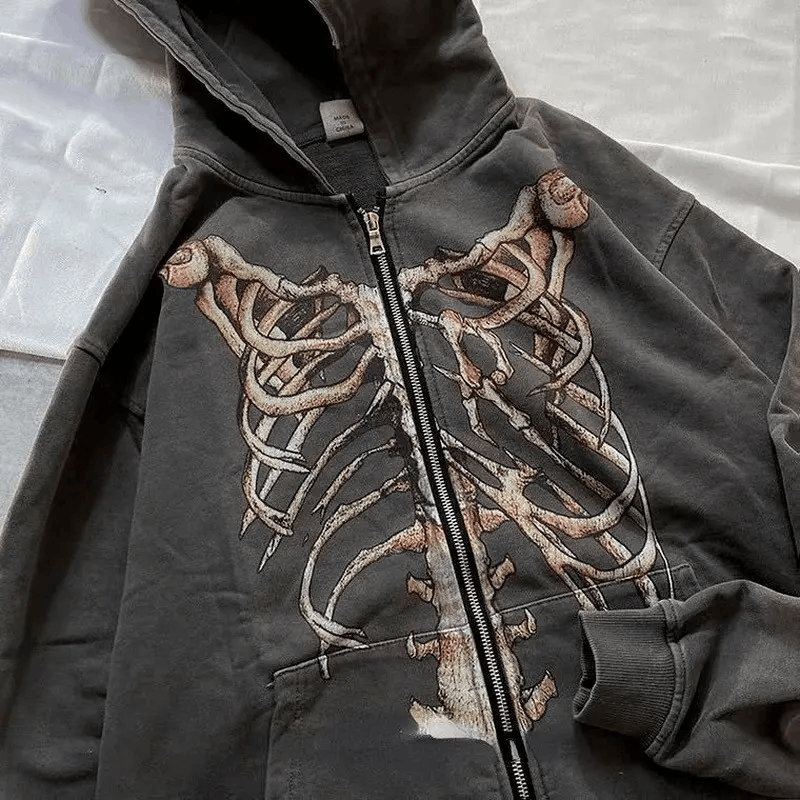 Japanese Brand × Vintage Punk Zip Up Hoodie Gothic Style Skeleton Size US L / EU 52-54 / 3 - 4 Thumbnail