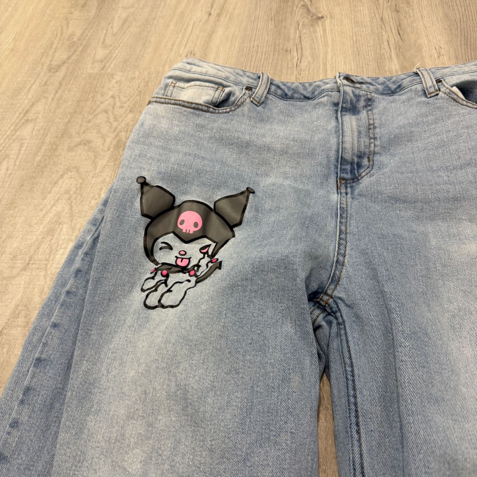 Vintage My Melody & Kuromi Wide Leg Jeans Women's 19 (Fits 36x29) Size 36" / US 14 / IT 50 - 4 Thumbnail