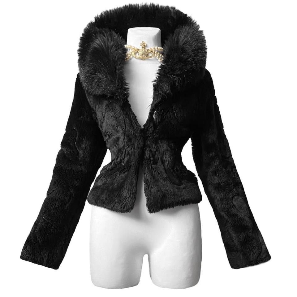 Vintage Dark fashion gothic faux fur coat 90s Size S / US 4 / IT 40 - 2 Thumbnail