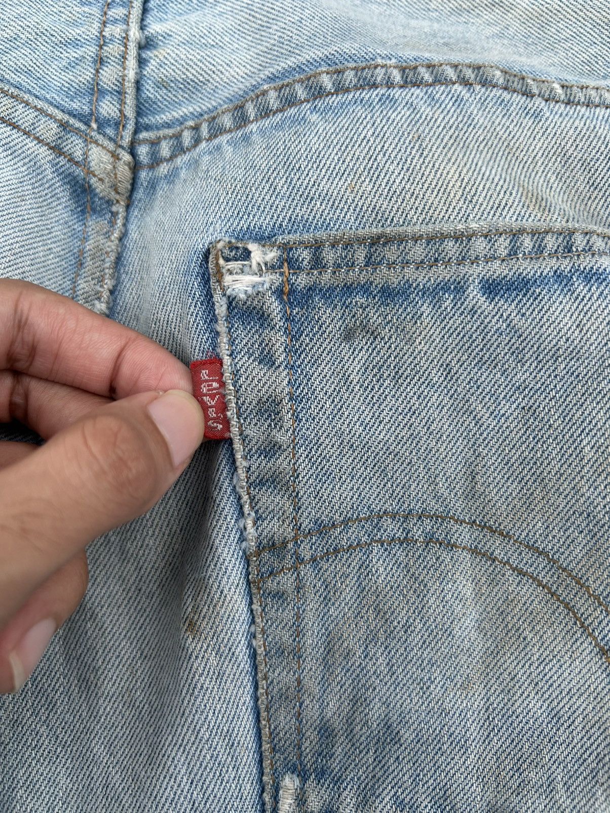 Kapital 80's THRASHED Levis 6 Selvedge Distressed Dirty Denim Jeans Size US 30 / EU 46 - 14 Thumbnail