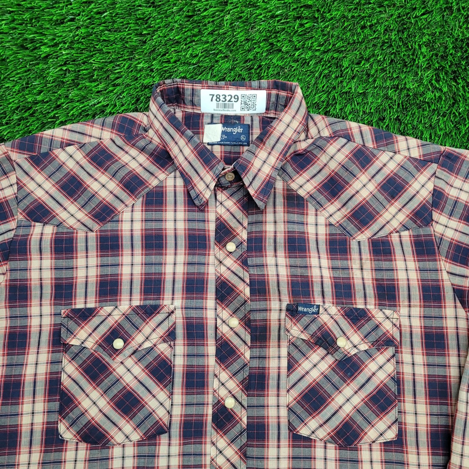 Wrangler VTG Wrangler Western Pearl Snap Shirt XL Shadow Plaid USA Size US XL / EU 56 / 4 - 2 Thumbnail