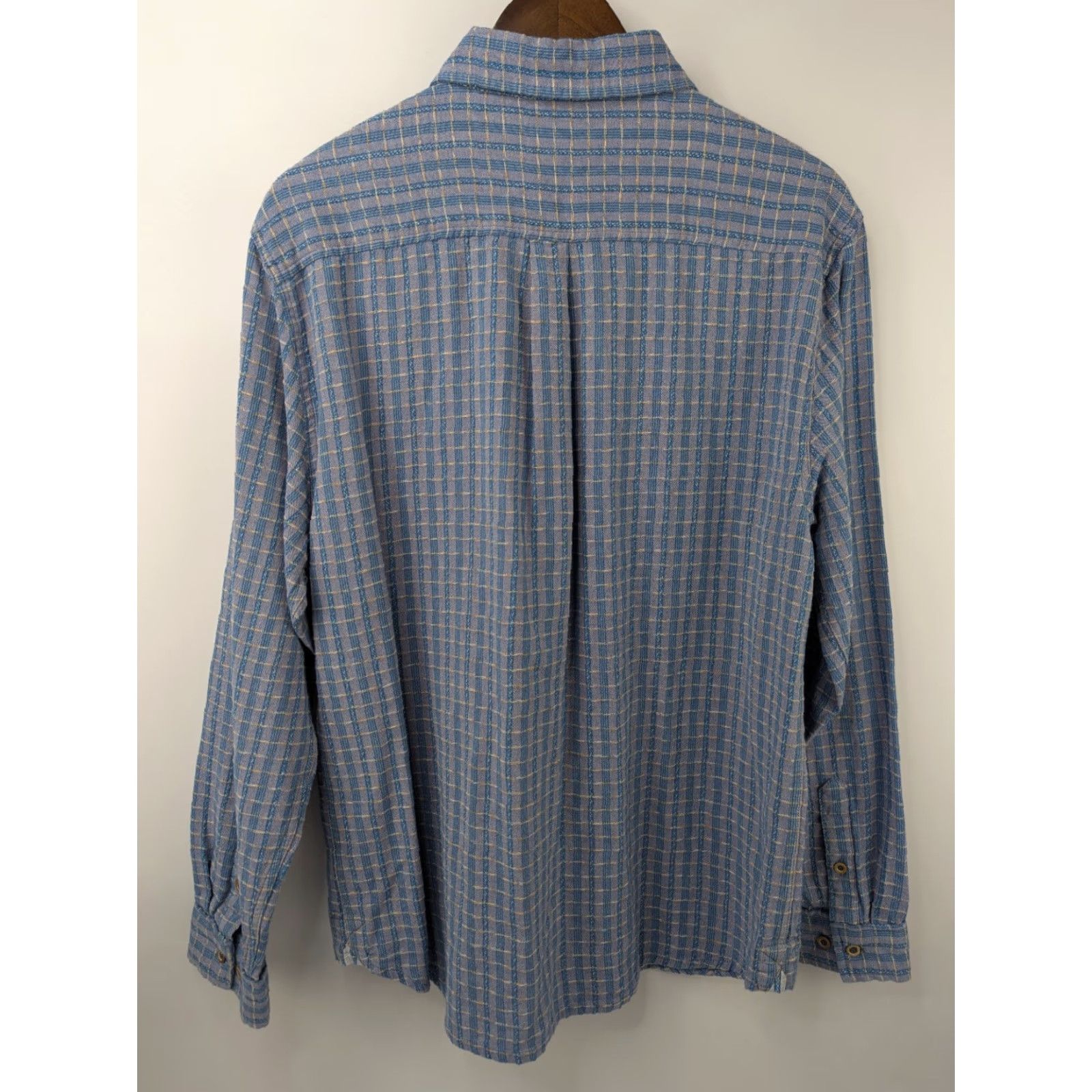 Carbon2Cobalt Carbon 2 Cobalt Shirt Mens Large Blue Stripe Plaid Textured Pocket Button Cotton Size US L / EU 52-54 / 3 - 4 Thumbnail