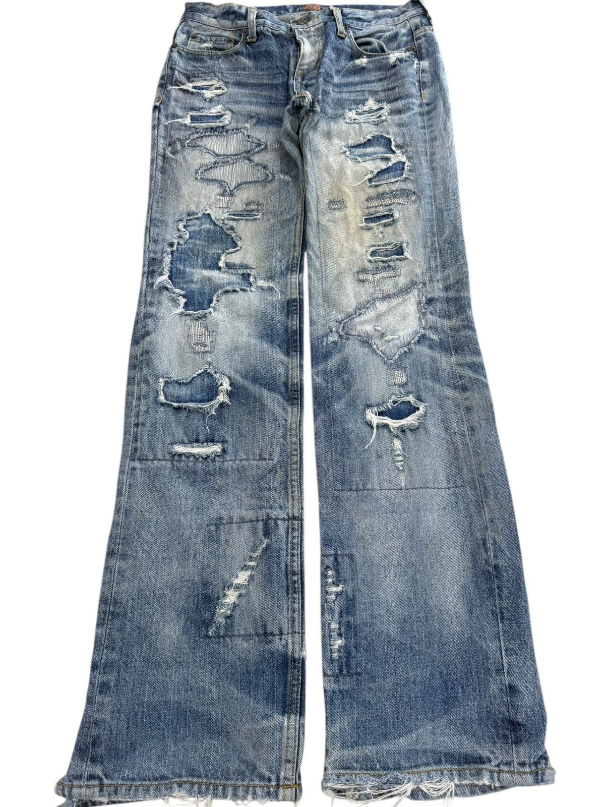 JACKROSE Vintage Jackrose Distressed Light Wash Flare Jeans Size US 29 - 1 Thumbnail