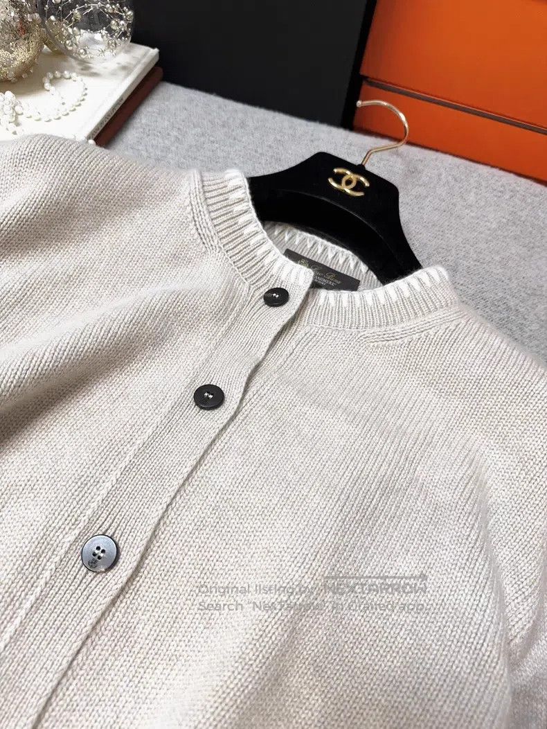 Loro Piana Loro Piana Oatmeal Embroidered Long Sleeve Knit Cardigan Size S / US 4 / IT 40 - 4 Thumbnail