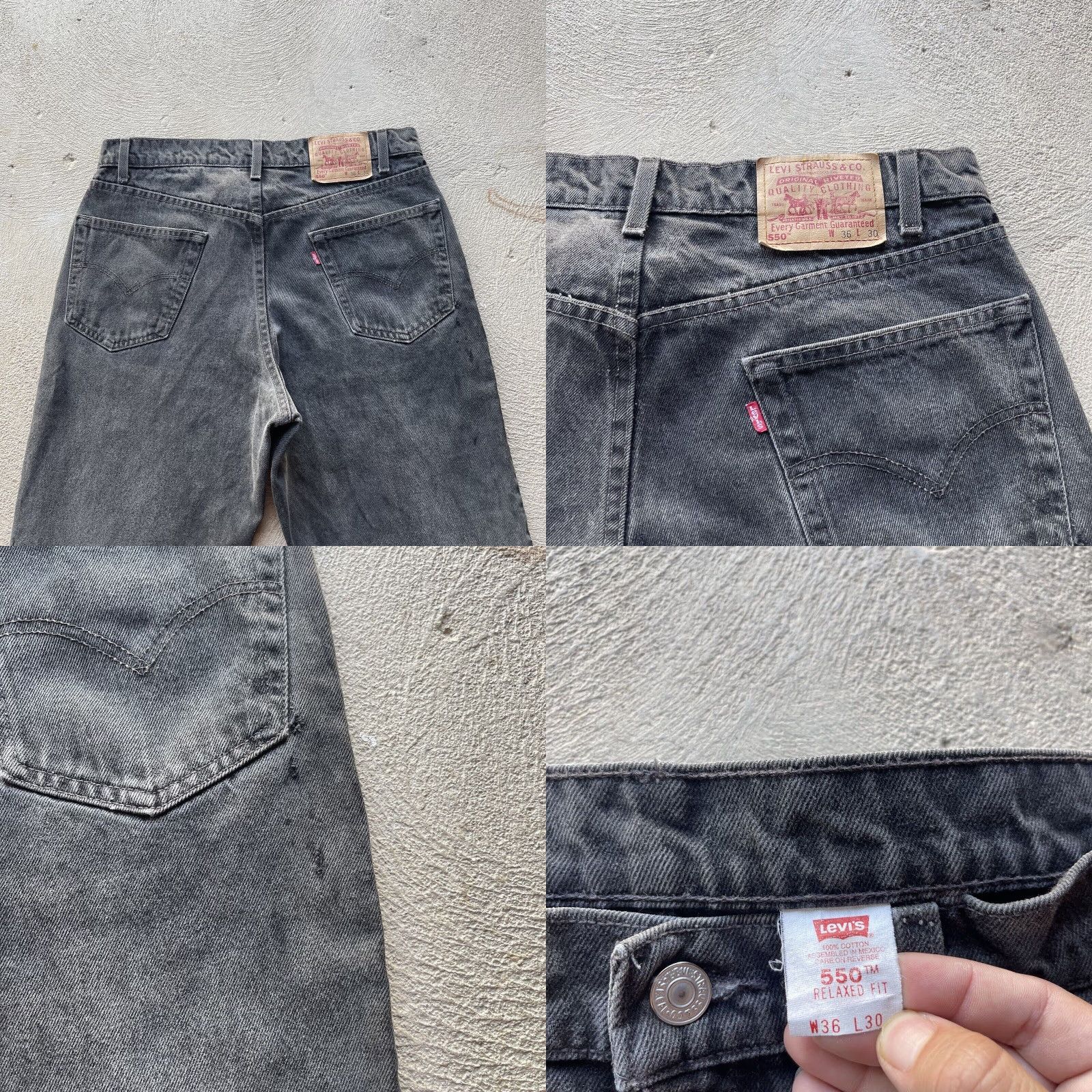 Levi's VINTAGE Levi's 550 Jeans Mens 34x30 Black Relaxed Fit Wide-Leg Denim 90s Size US 34 / EU 50 - 8 Thumbnail