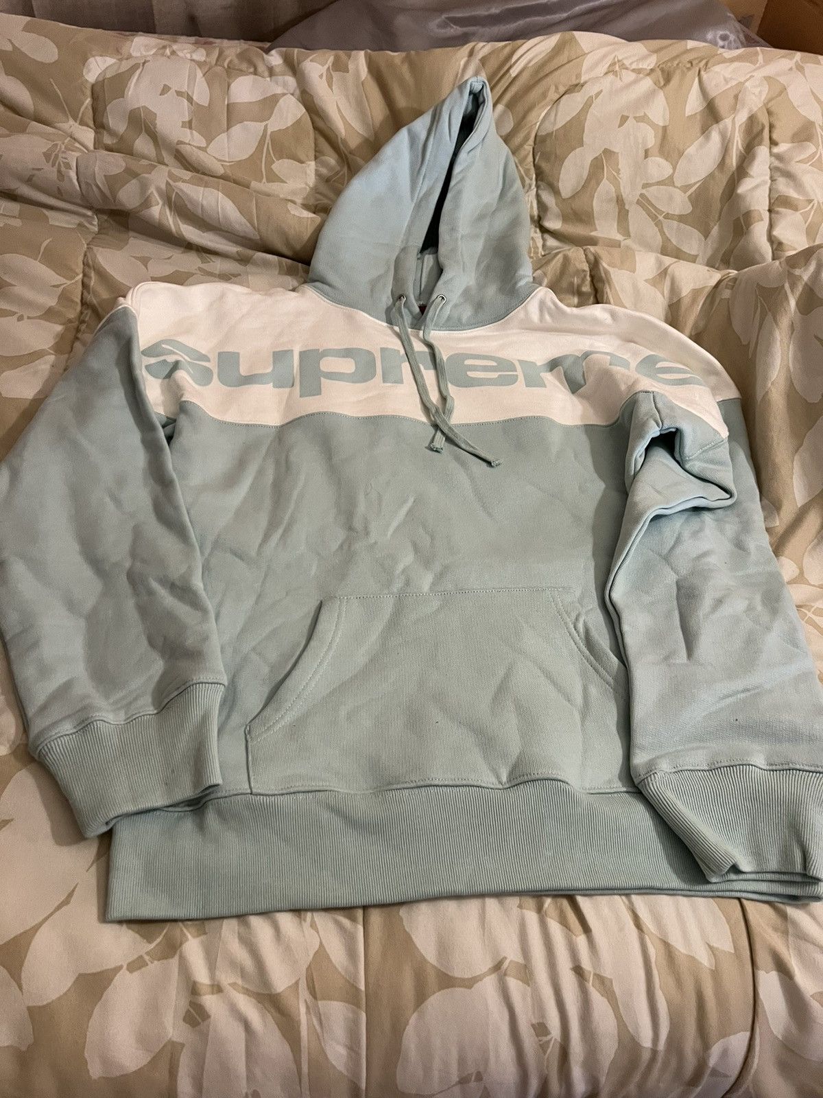 image of Supreme Hoodie Sweatshirt Ice in Cyan, Men's (Size Medium)