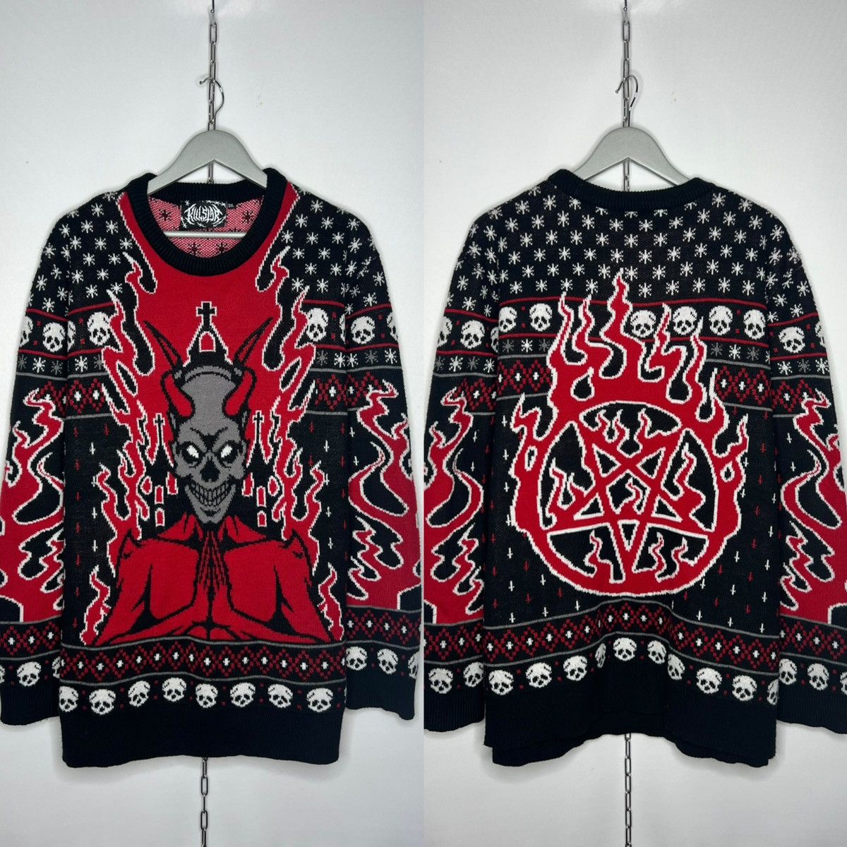 Killstar Killstar Satan Sculls Art Sweater Goth Style Streetwear Size US XXL / EU 58 / 5 - 1 Thumbnail