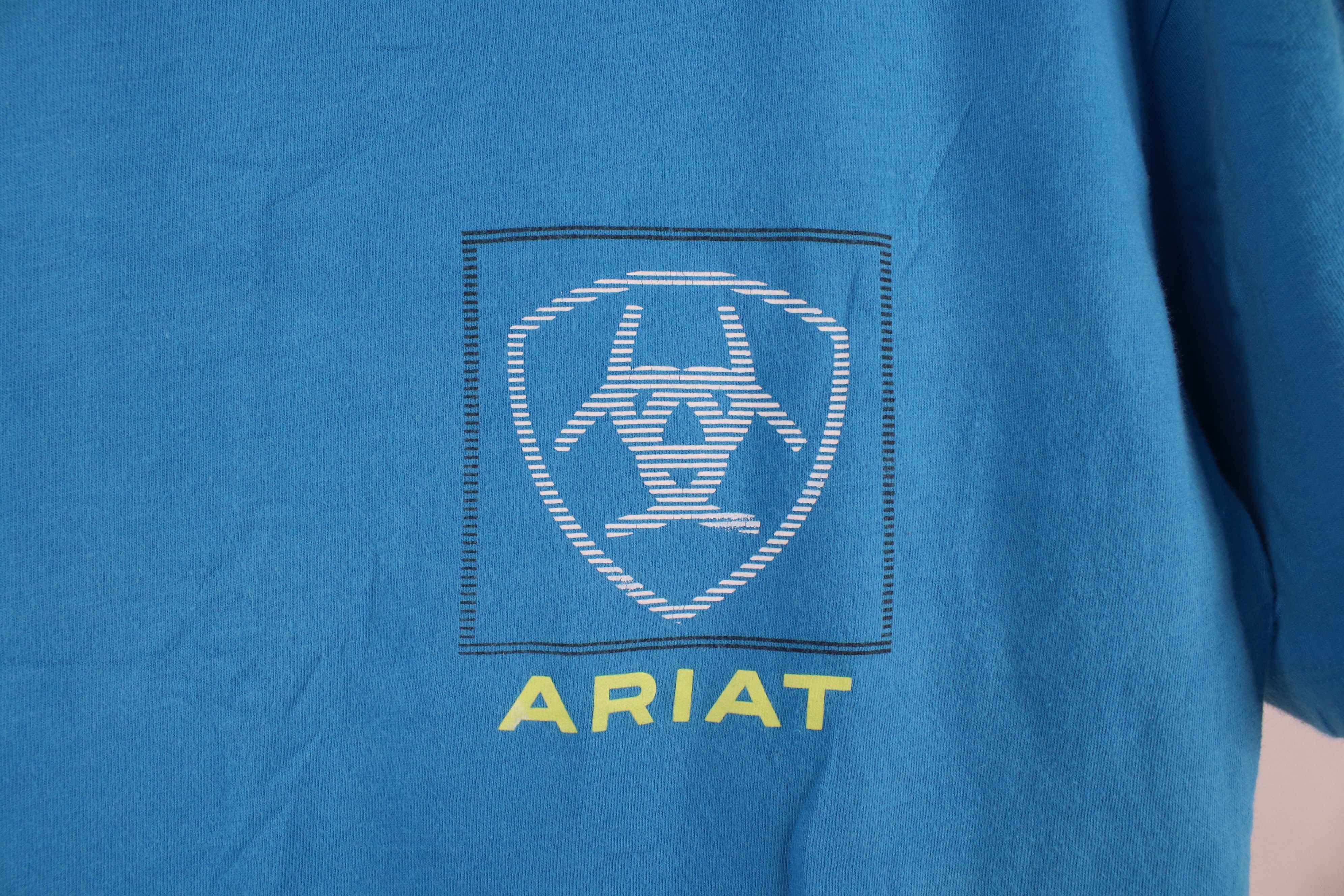 Ariat × Vintage Ariat Faded Spell Out Workwear Short Sleeve T-Shirt Blue Size US M / EU 48-50 / 2 - 4 Thumbnail