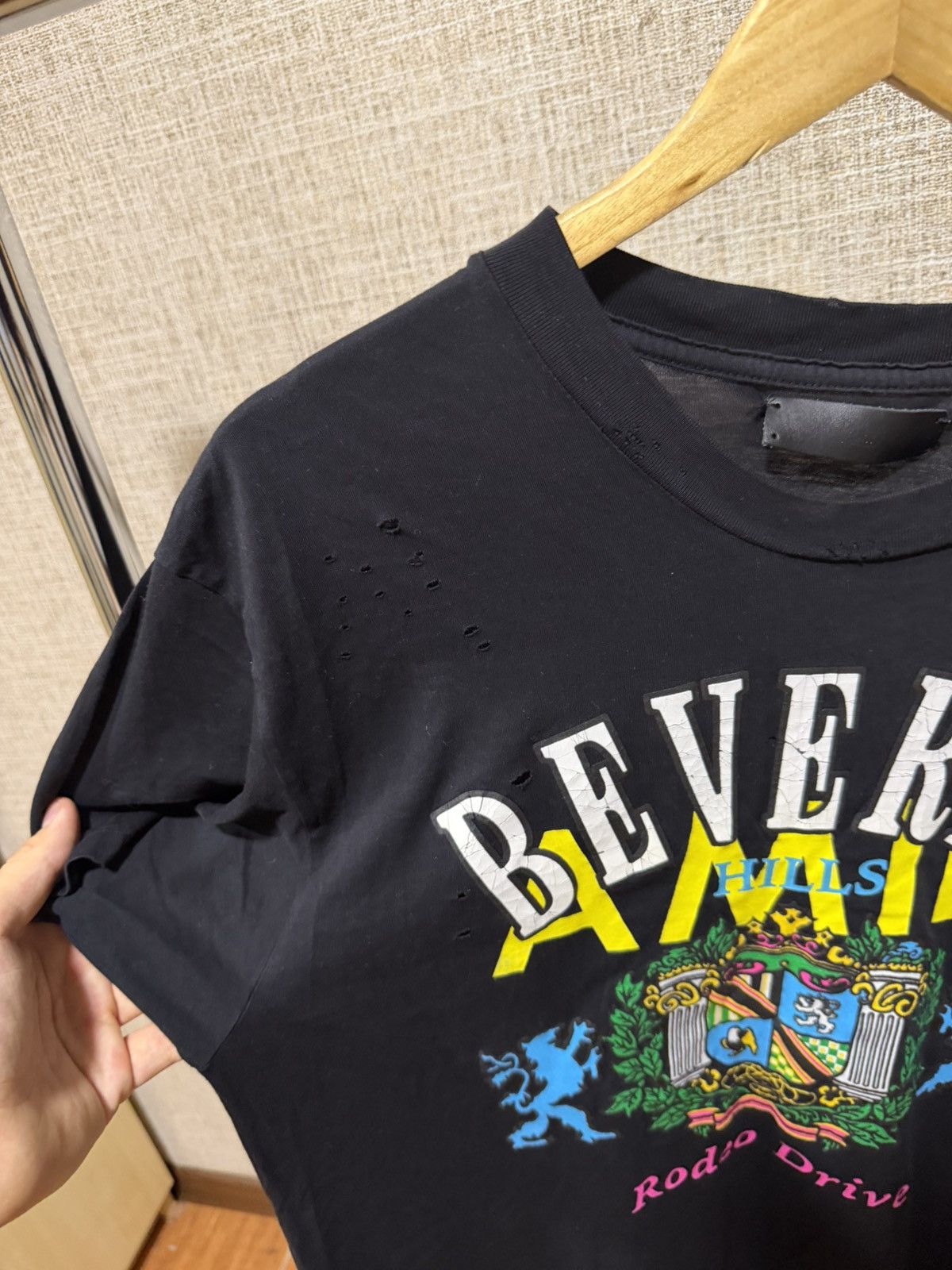 Amiri AMIRI BEVERLY HILLS BLACK DISTRESSED T-SHIRT Size US XS / EU 42 / 0 - 3 Thumbnail