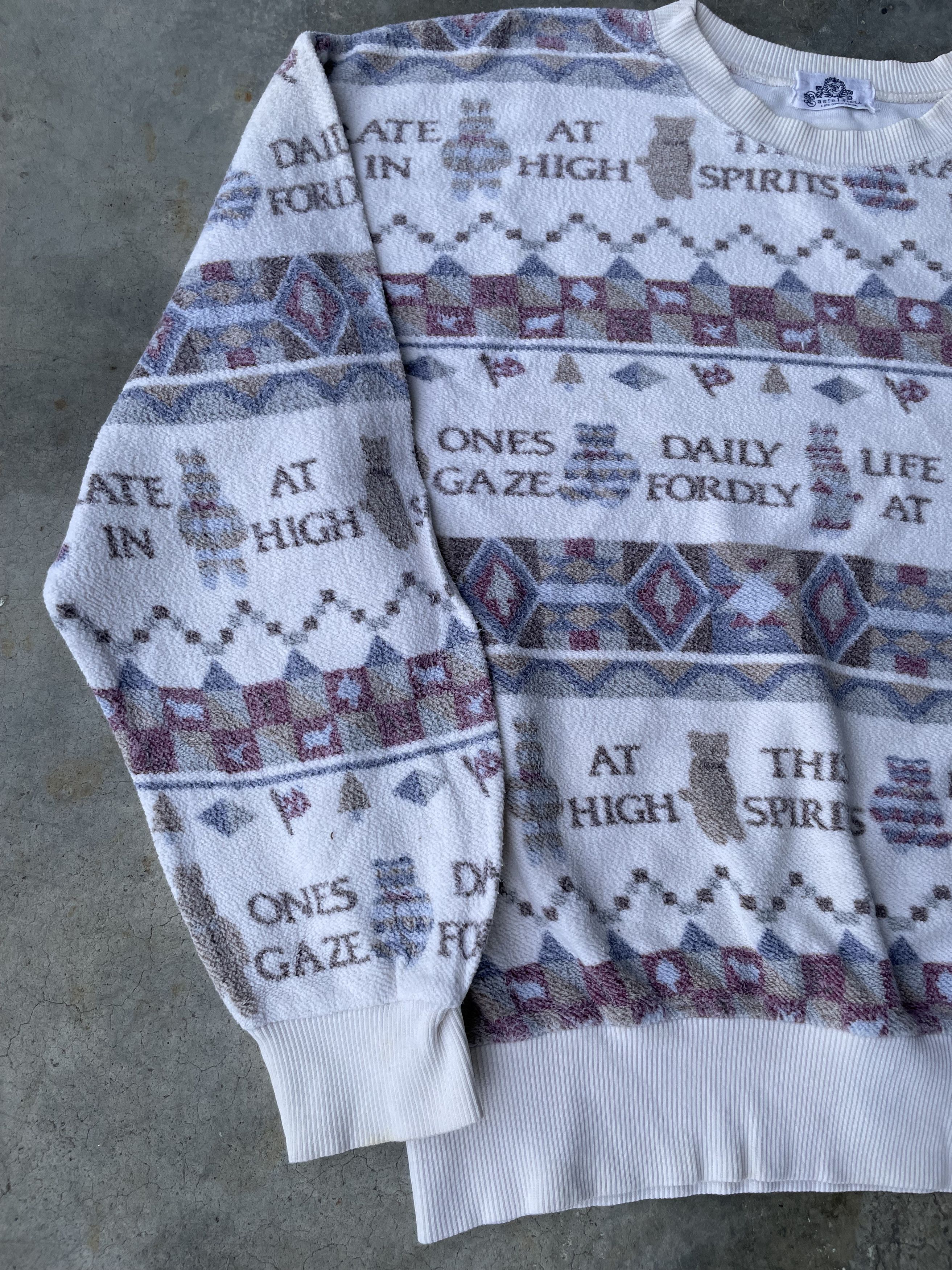 Japanese Brand Vintage Castelfield Navajo Pattern Terry Sweatshirt Boxy Size US S / EU 44-46 / 1 - 4 Thumbnail