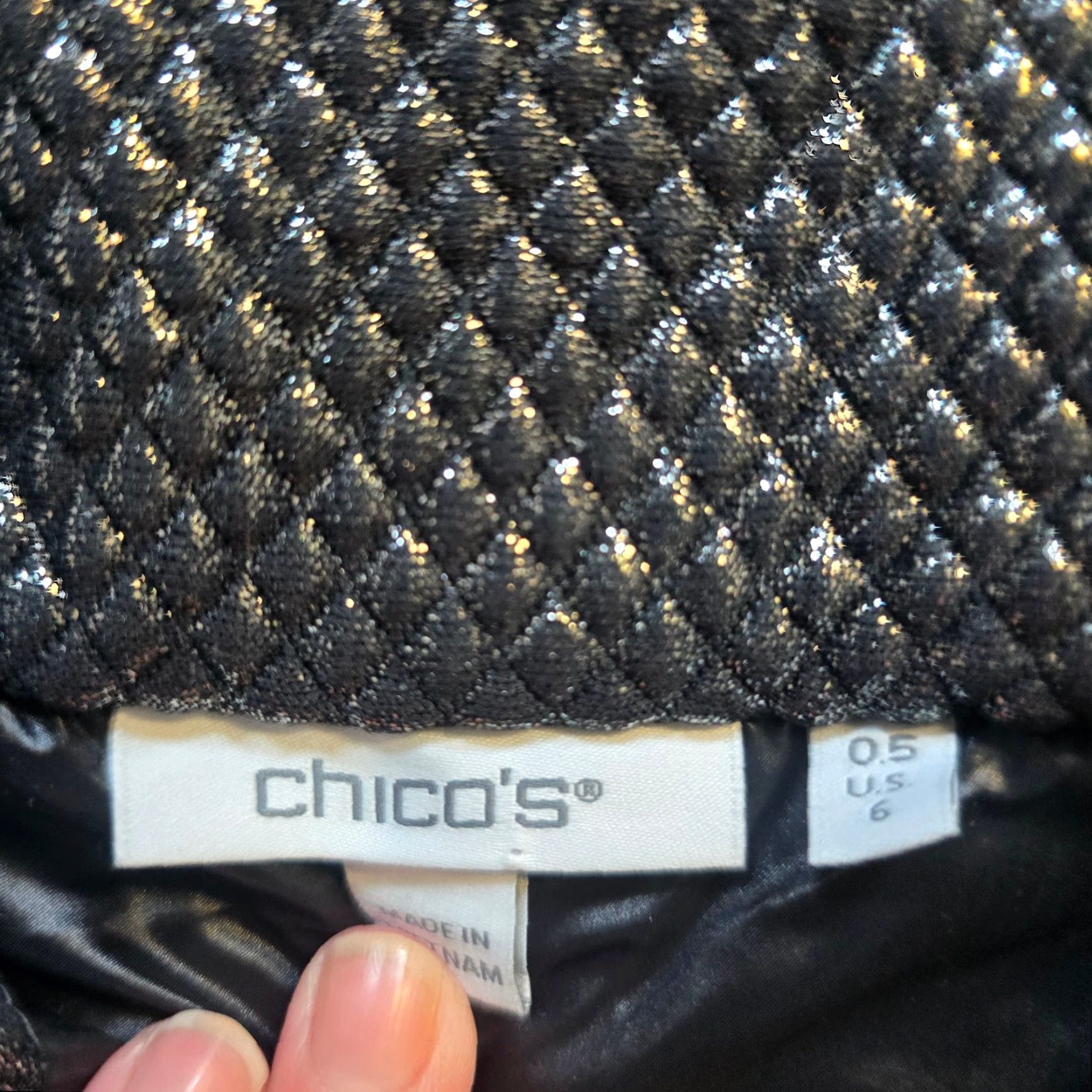 Vintage Chicos Vest Womens Size 6 Black Silver Metallic Puffer Full Zip Casual Capsule Size M / US 6-8 / IT 42-44 - 3 Thumbnail