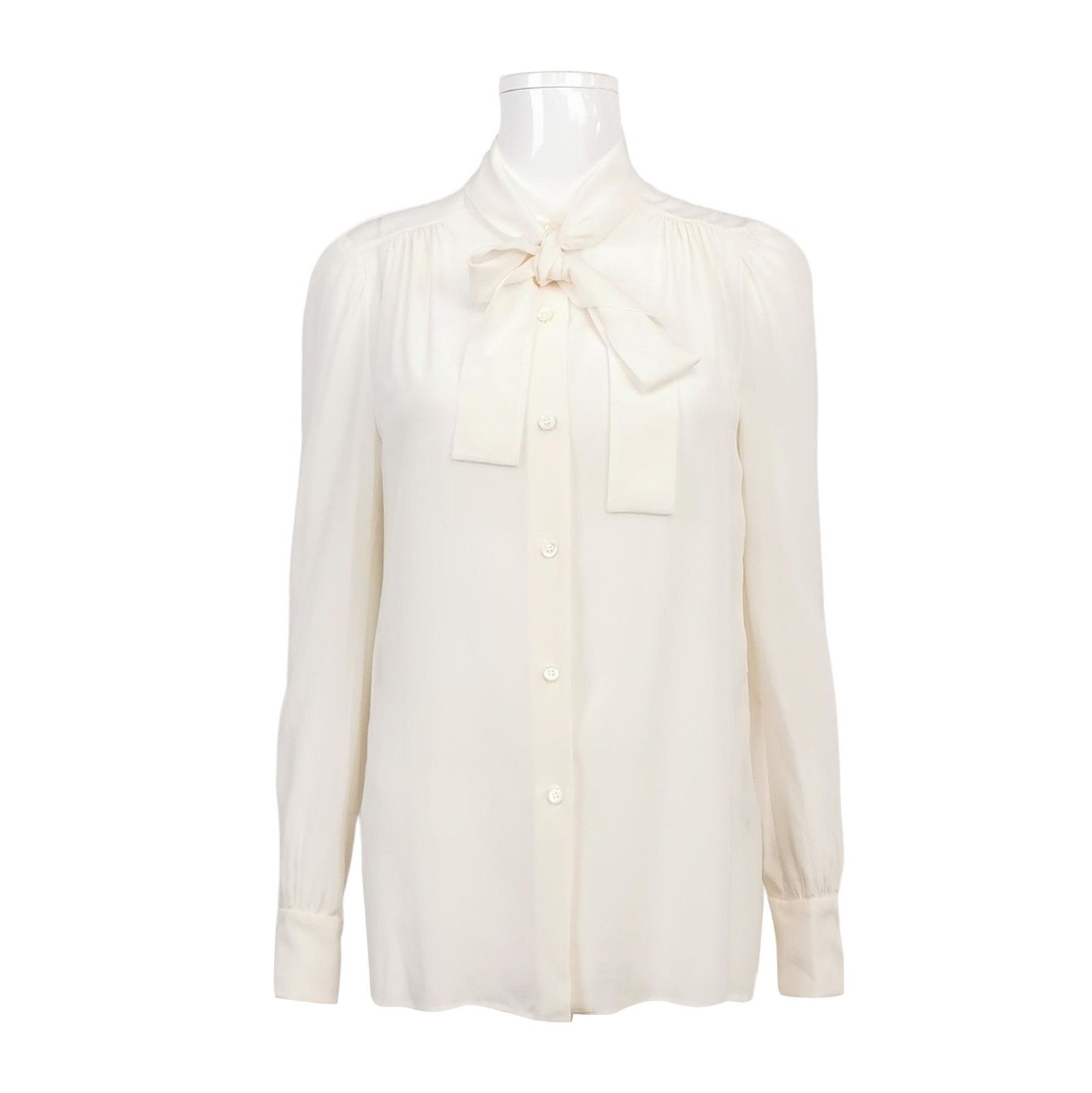 Prada Prada Silk Long Sleeve Button-Up Blouse 0089 Size S / US 4 / IT 40 - 1 Thumbnail