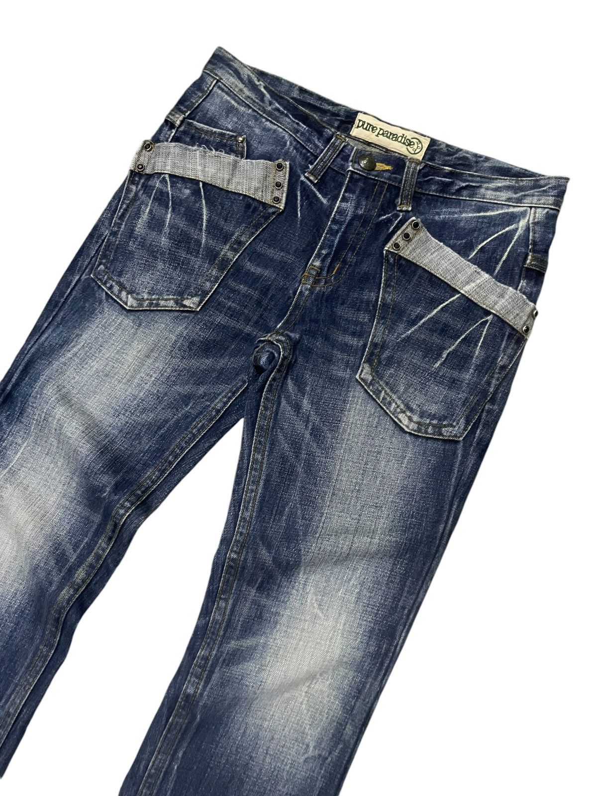 If Six Was Nine × LOWBOX × Le Grande Bleu (L.G.B.) Pure Paradise Japan Rhinestones Mens Flare Claw Mark Jeans Size US 32 / EU 48 - 3 Thumbnail