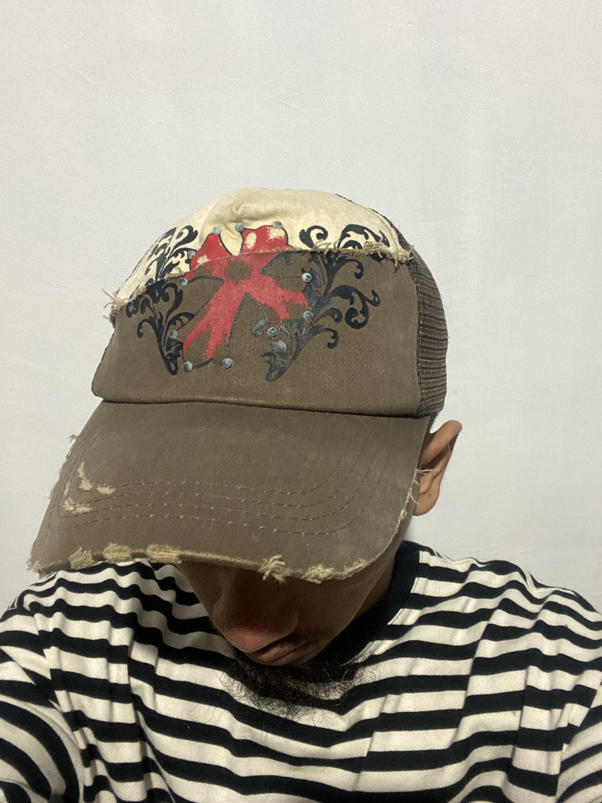 If Six Was Nine × Japanese Brand Y2K Poem Trucker Hats distressed cut out Size ONE SIZE - 5 Thumbnail