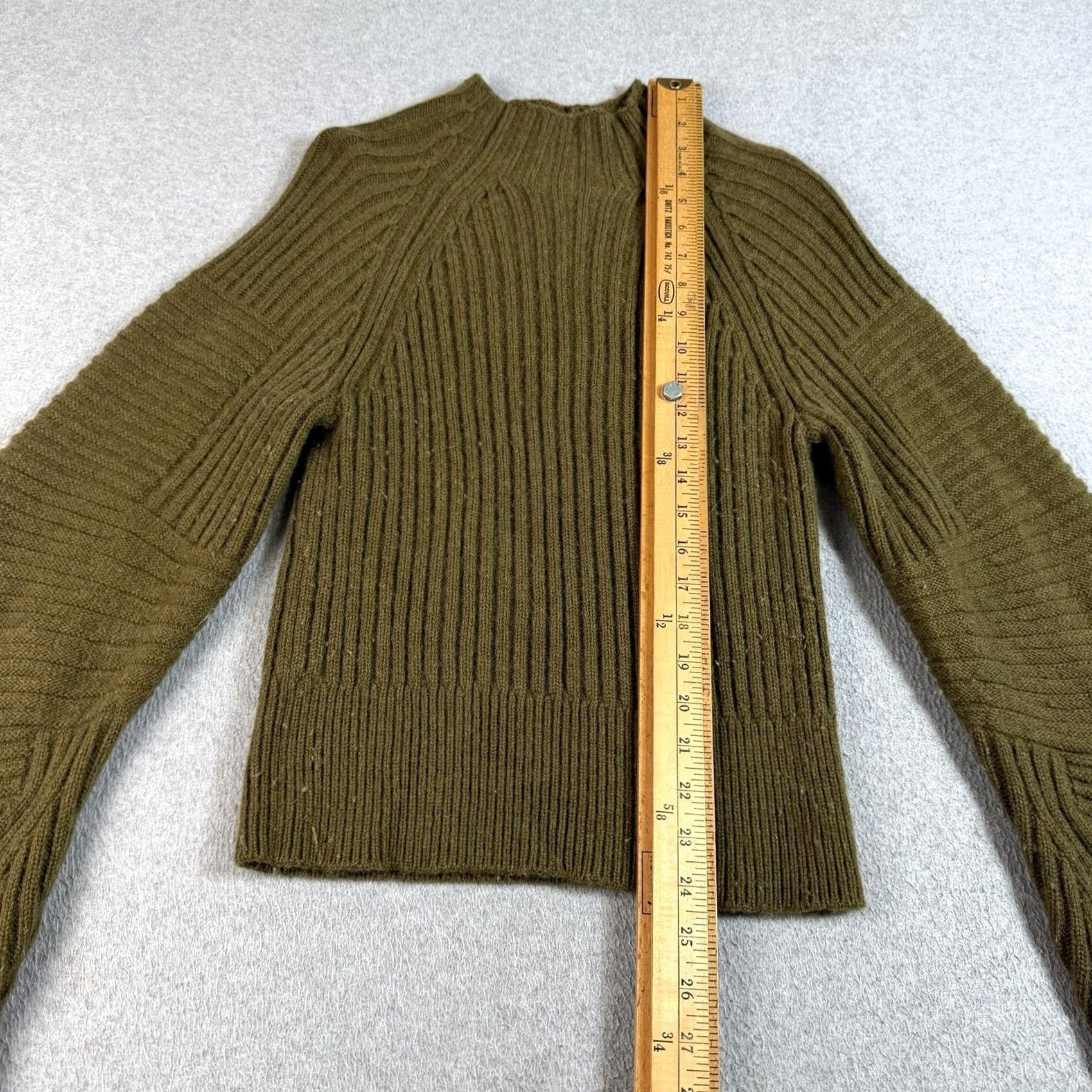 Rag & Bone rag & bone Wool Sweater Women M Green Mock Neck Ribbed Cropped Boho Y2K Size M / US 6-8 / IT 42-44 - 6 Thumbnail