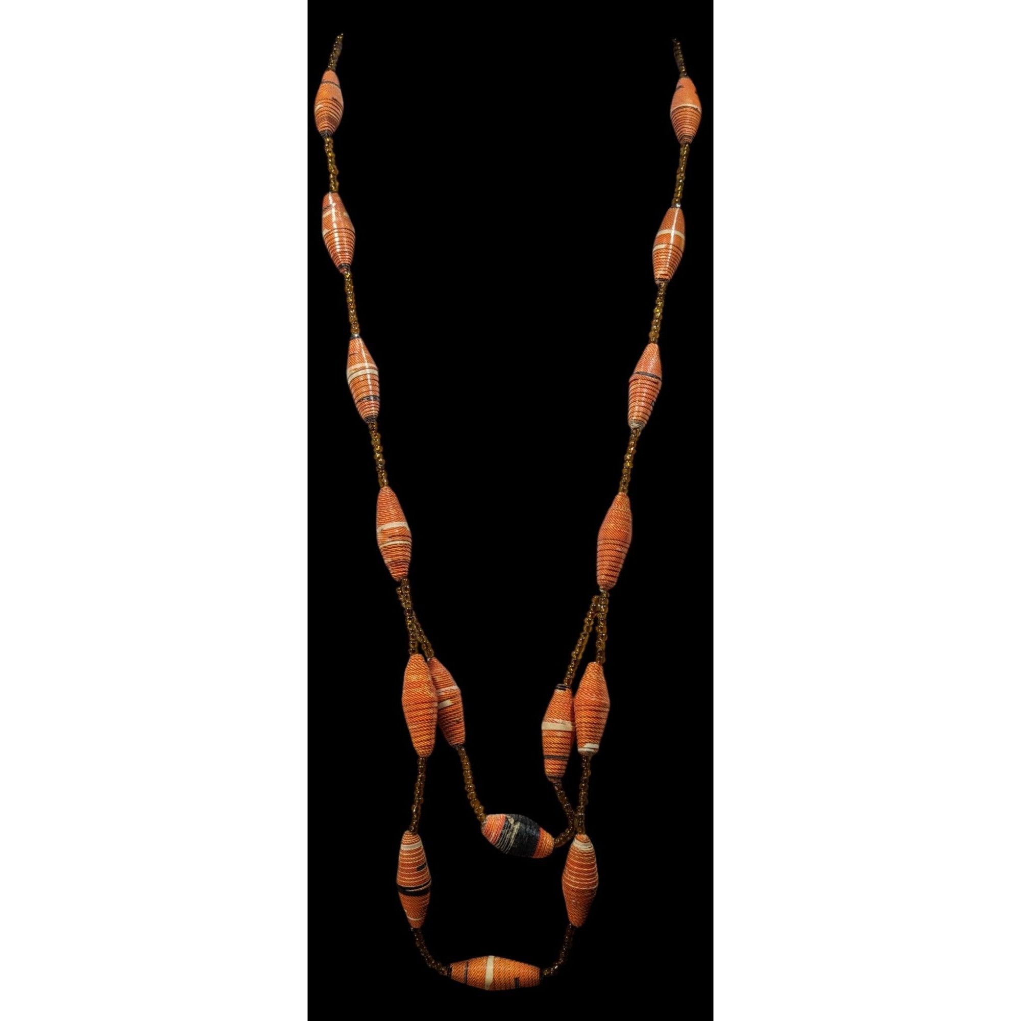 Other Retro Rolled Paper Bead And Glass Orange And Brown Necklace Size ONE SIZE - 2 Thumbnail