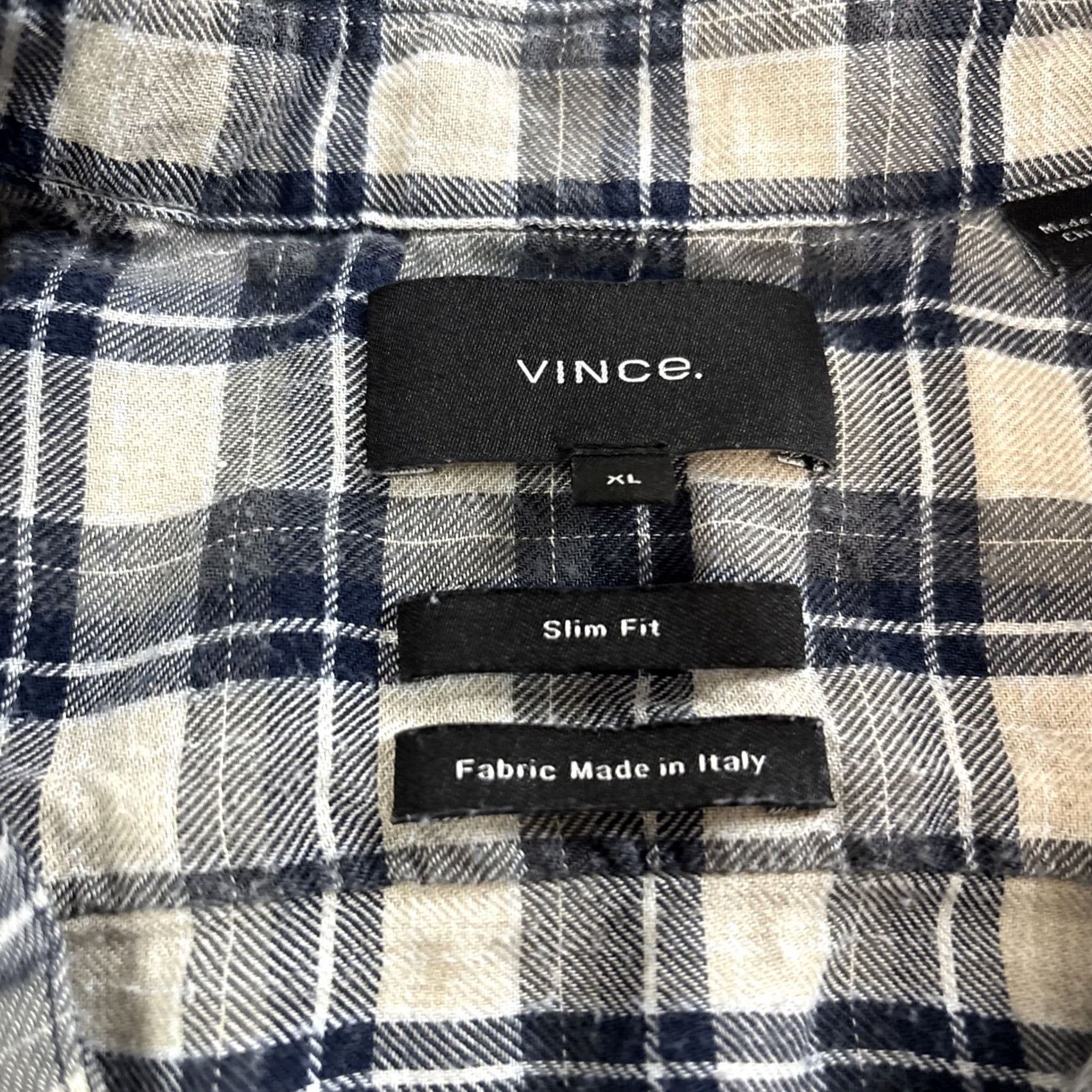 Vince Vince Italy Lyocell Longsleeve Plaid Button-Up Slim Fit XL Men’s, Gray, Button-Up, XL, Regular, Long Sleeve, Slimming, Pre-owned, Italy, Vince Size US XL / EU 56 / 4 - 2 Thumbnail