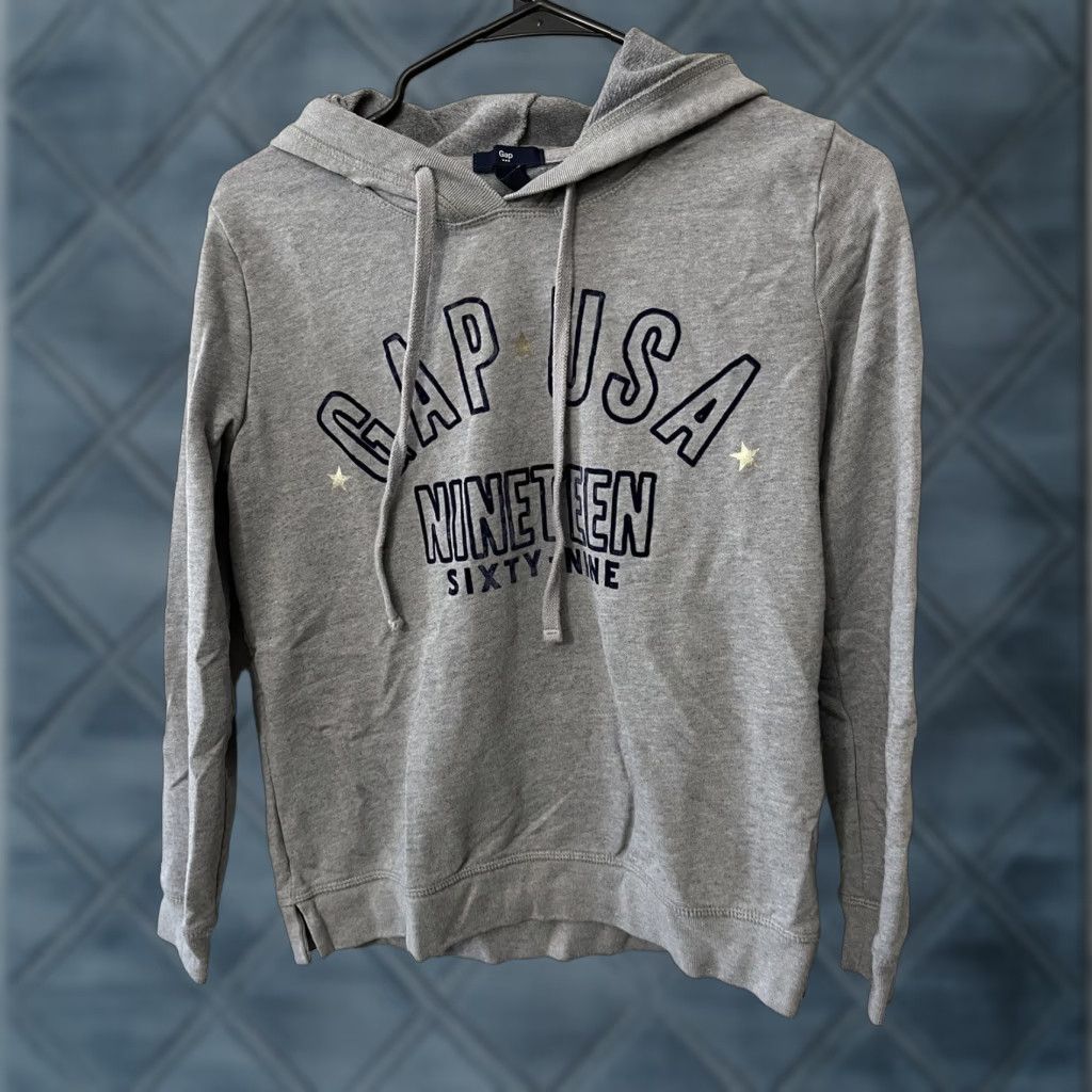 Gap GAP Hooded Sweatshirt Pullover Women XS Gray Stars Logo Activewear Size XS / US 0-2 / IT 36-38 - 1 Thumbnail