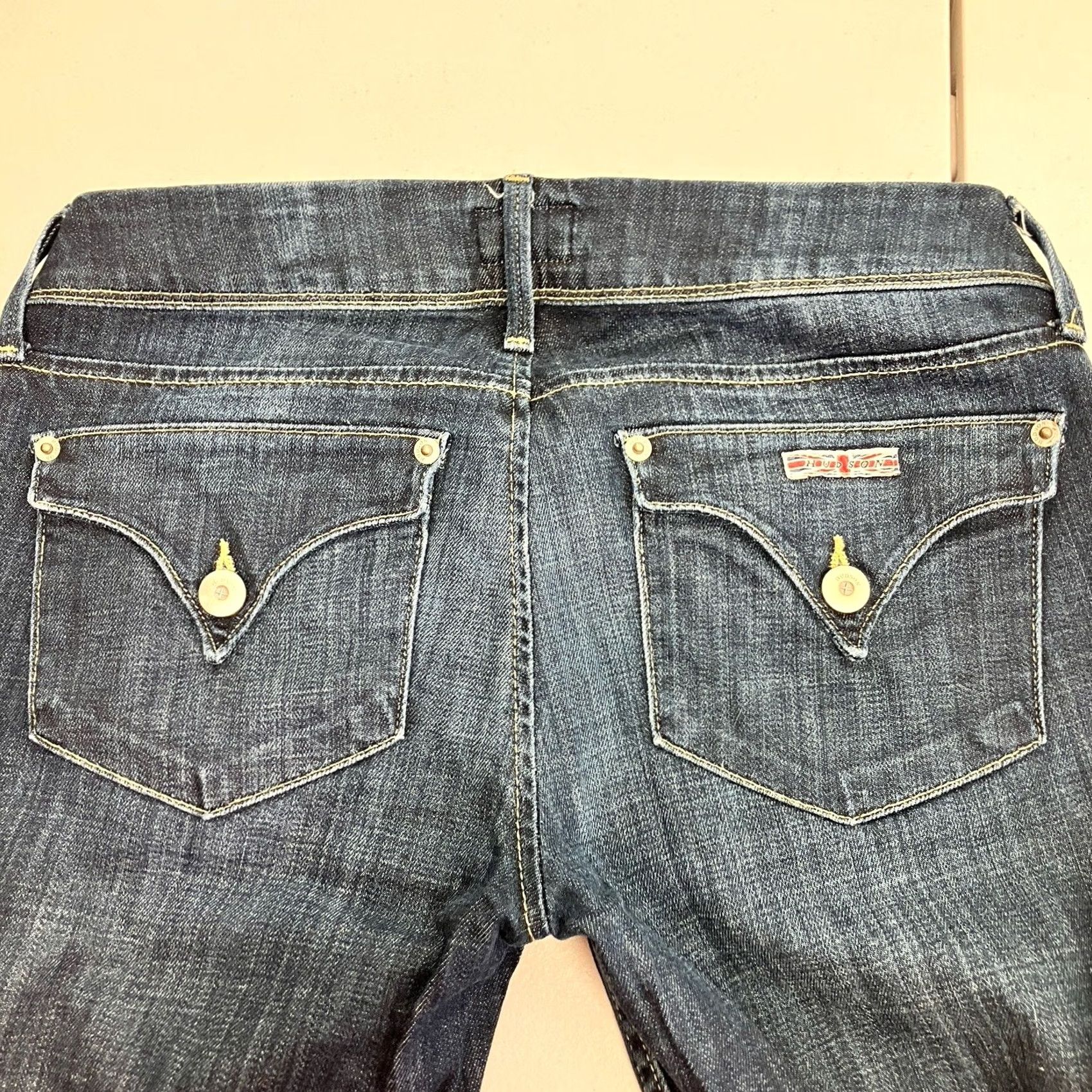 Hudson HUDSON Jeans Collin Skinny Dark Wash 26 Y2K Low Rise Denim Stretch 5-Pocket Womens Jeans Flap Zipper Button Front Back Fading Size 26" / US 2 / IT 38 - 5 Thumbnail