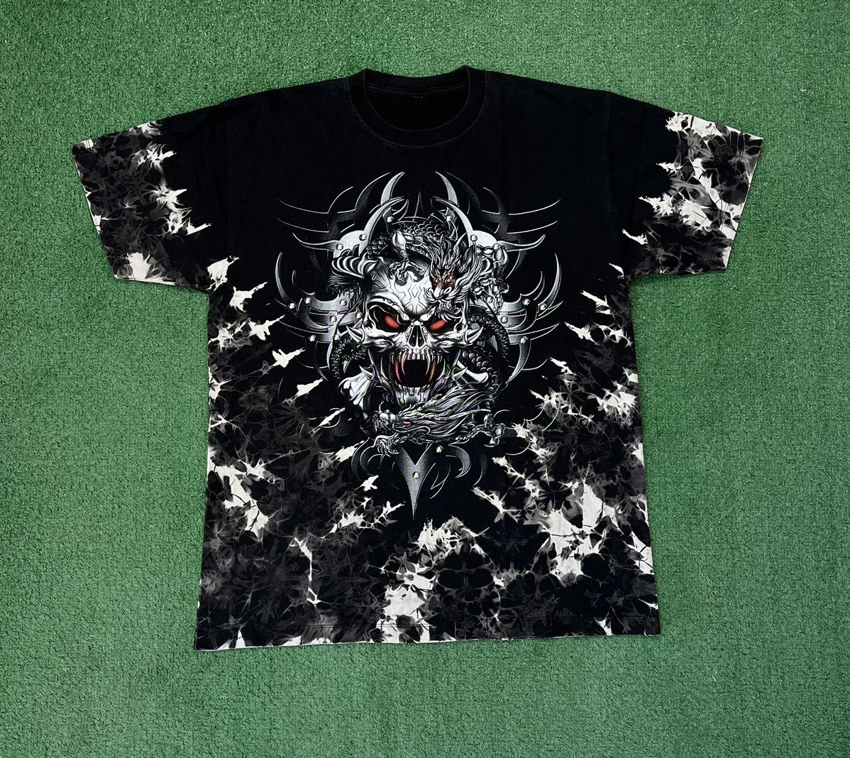 Vintage Skull Dragon Print Tee Spiral Opium Size US XL / EU 56 / 4 - 1 Thumbnail
