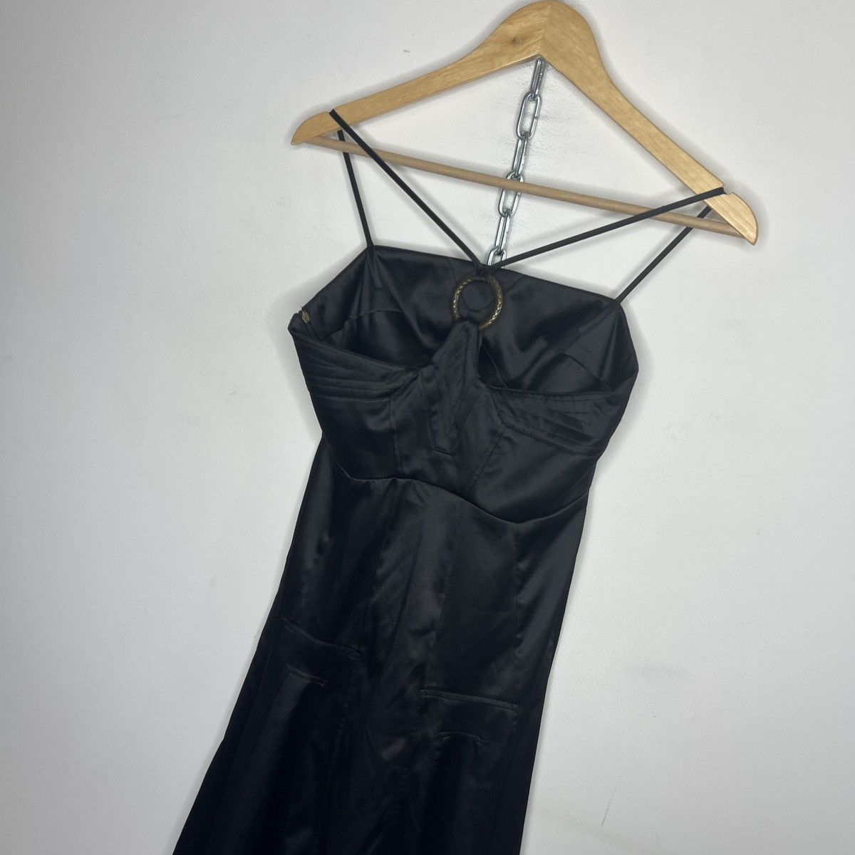 Just Cavalli Just Cavalli Black Satin Mini Dress (S) Coquette Y2k Size S / US 4 / IT 40 - 8 Thumbnail