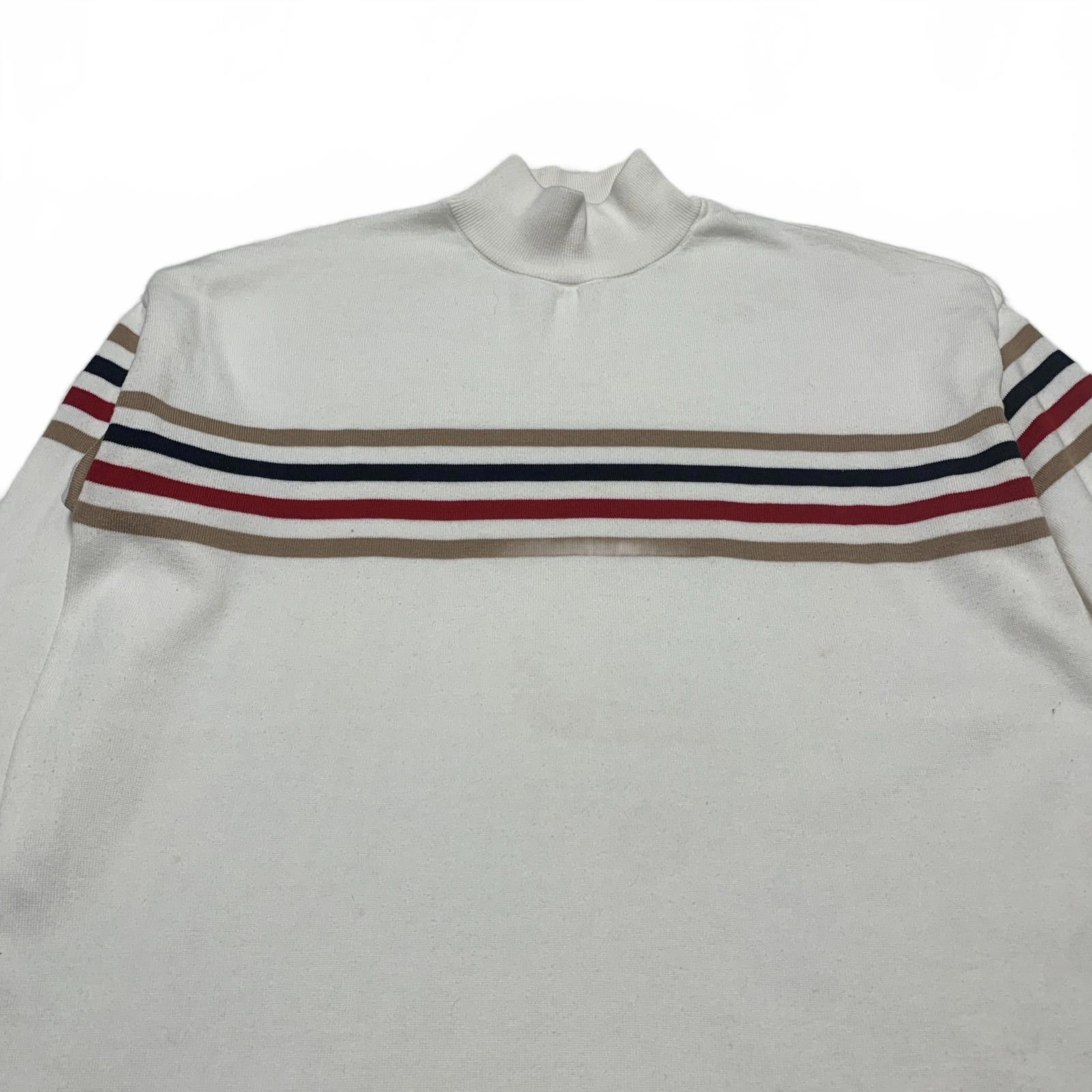 Tommy Hilfiger Tommy Hilfiger Men's Large Beige Striped Mock Neck Sweater Size US L / EU 52-54 / 3 - 3 Thumbnail