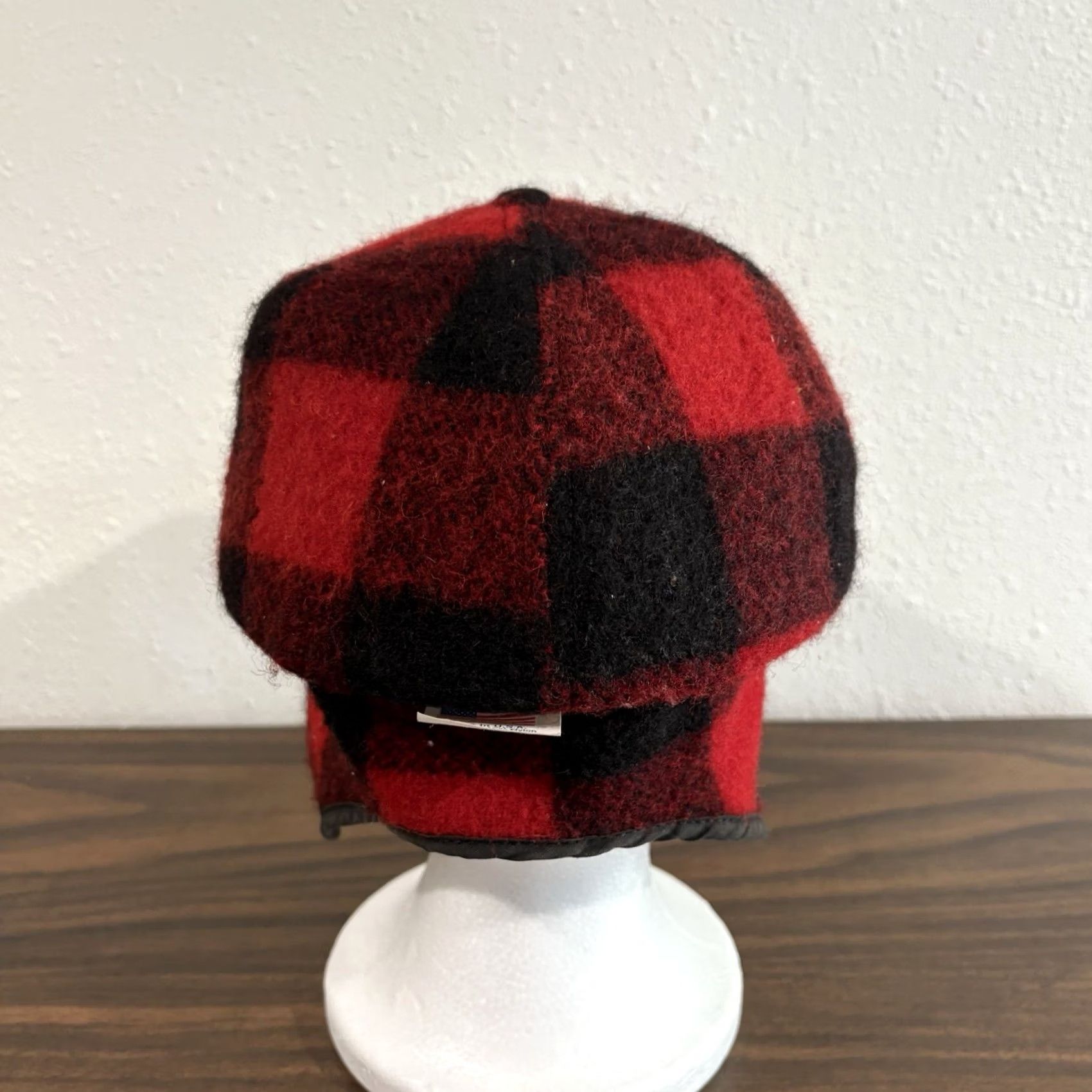 Vintage VINTAGE Buffalo Plaid Wool Winter Hat Ear-Flaps Red Black Check Size XL USA Trapper Hat Unisex Adults Size ONE SIZE - 5 Thumbnail