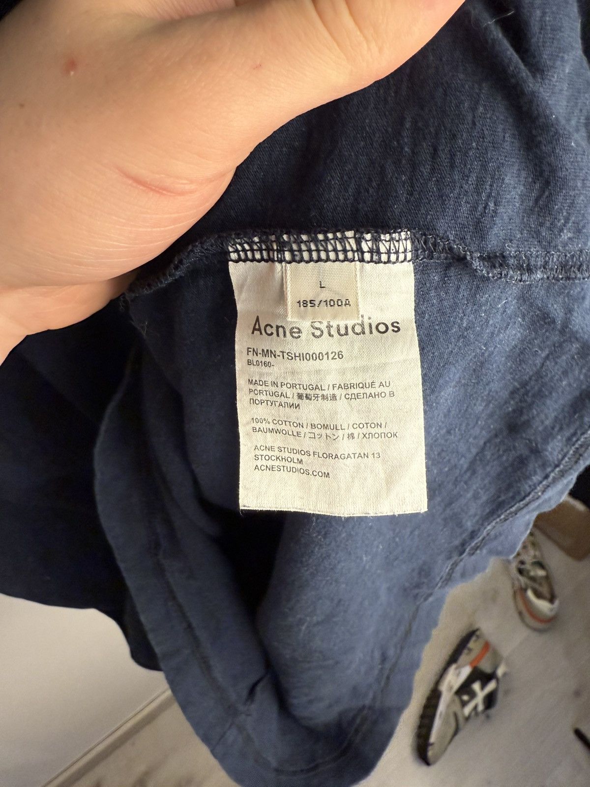 Acne Studios ACNE STUDIOS REVERSE LABEL POCKET T-SHIRT NAVY Size US L / EU 52-54 / 3 - 8 Thumbnail