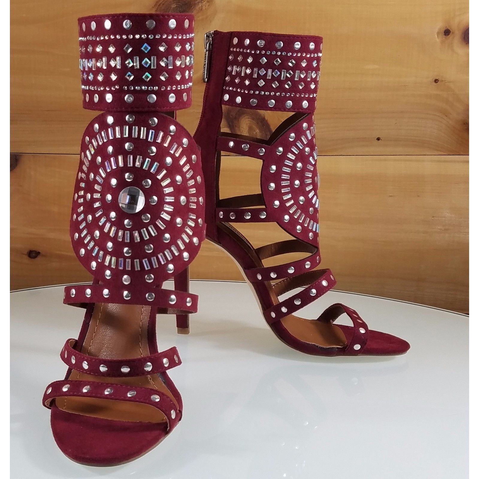 Other CR Blair Burgundy Wine Red Rhinestone & Stud Design 4.5" Hi Size US 11 / IT 41 - 5 Thumbnail