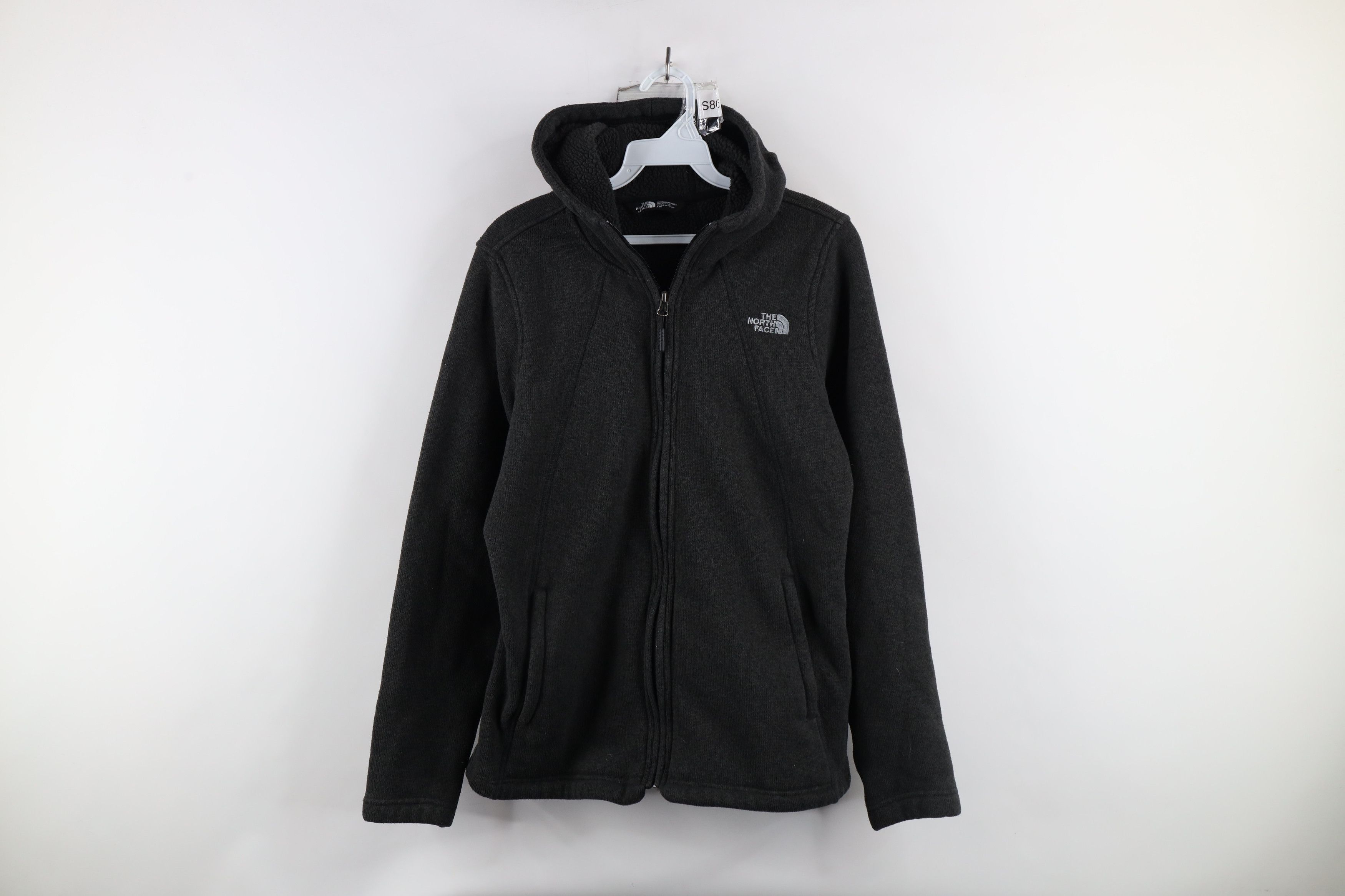 The North Face × Vintage The North Face Out Knit Crescent Full Zip Hoodie Dark Gray Size L / US 10 / IT 46 - 1 Thumbnail