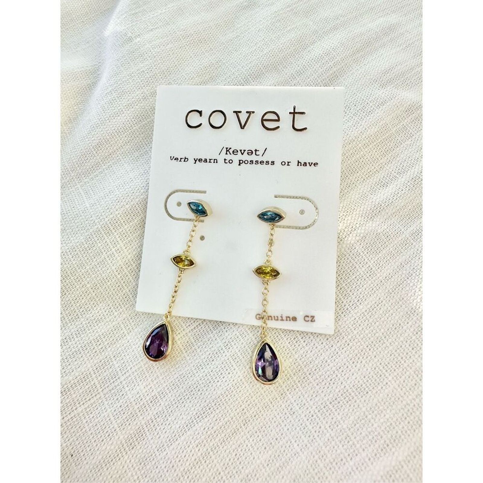 Nordstrom Covet multicolor dangle cubic zirconia earrings ￼ Size ONE SIZE - 1 Thumbnail