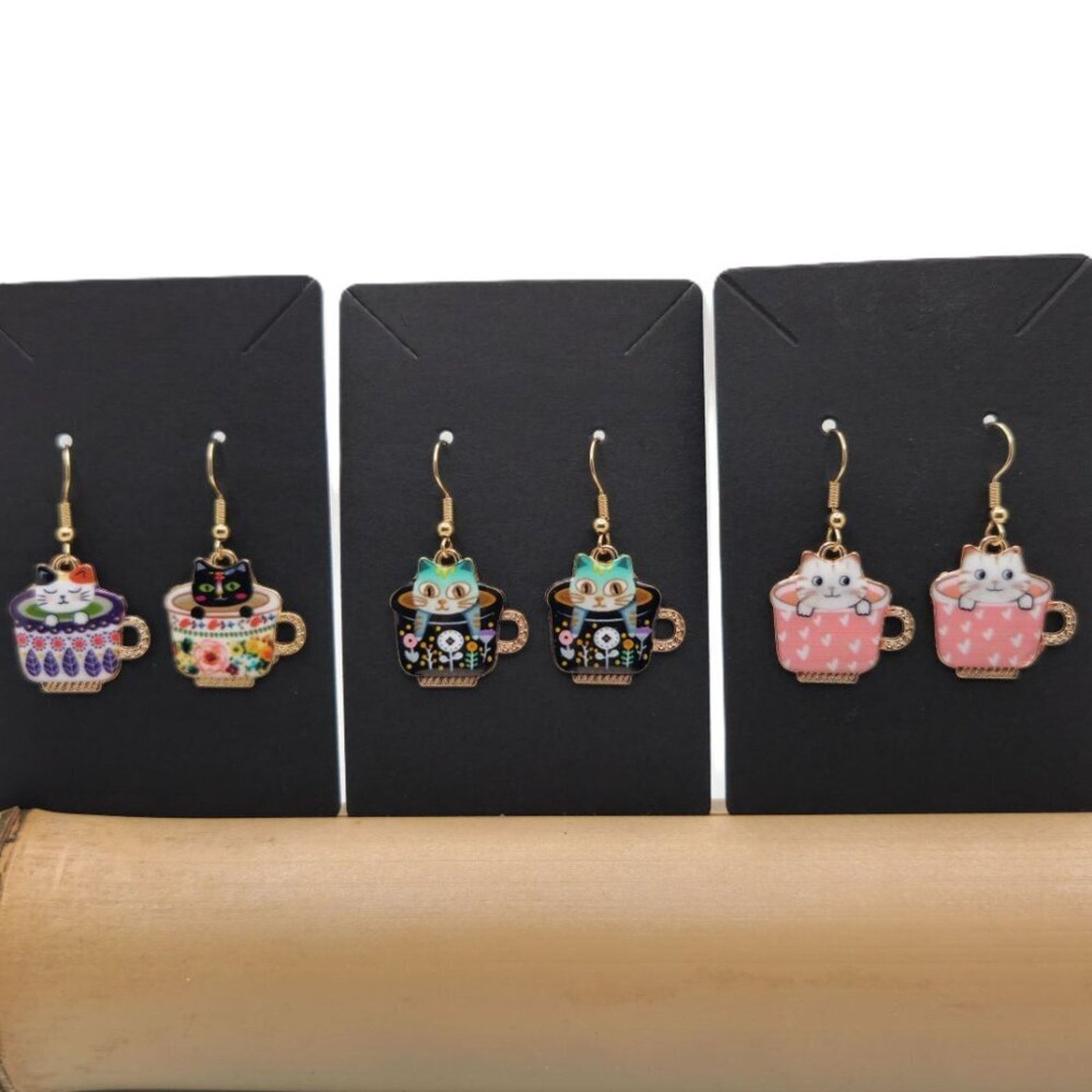 Other Calico Cat Teacup Earrings – Handmade & Customizable Size ONE SIZE - 3 Thumbnail