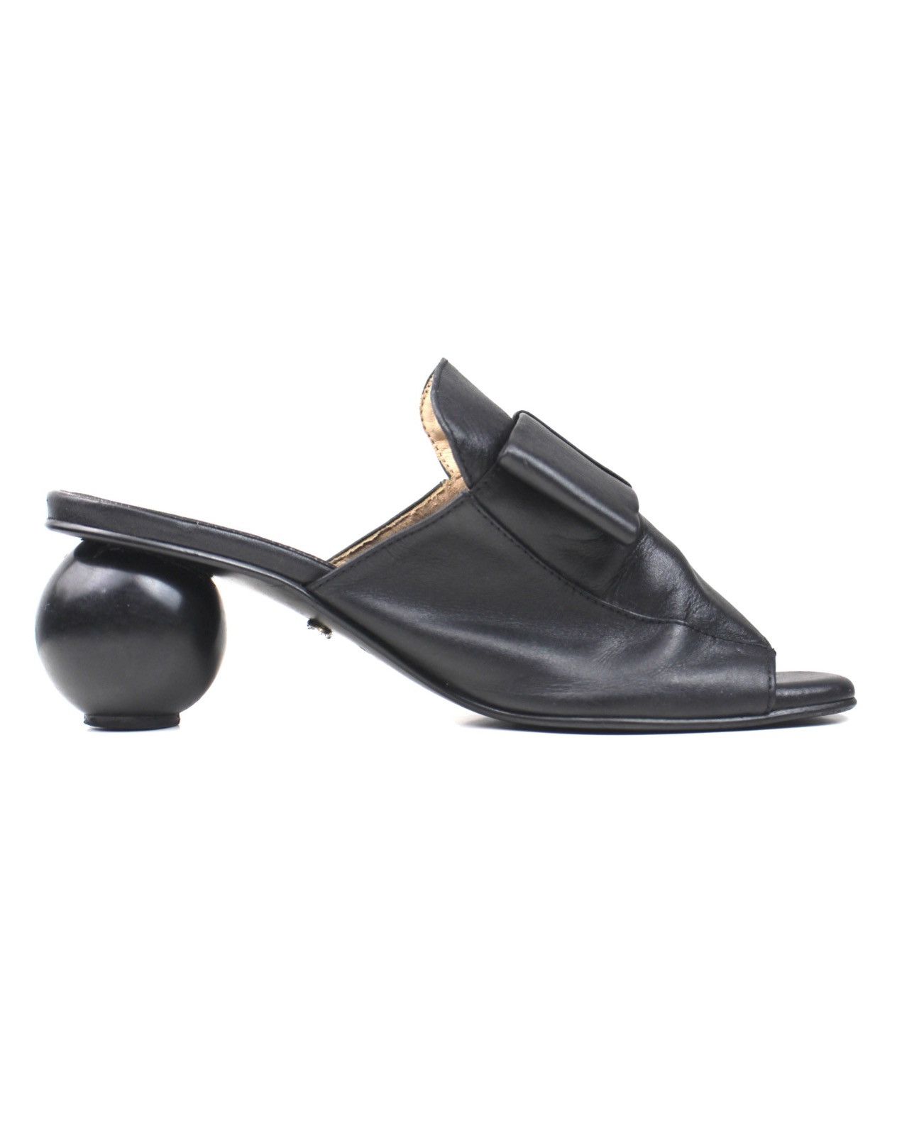Japanese Brand 2000S JAPANESE MADE SCULPTURAL SPHERE-HEEL LEATHER MULES Size US 7.5 / IT 37.5 - 3 Thumbnail