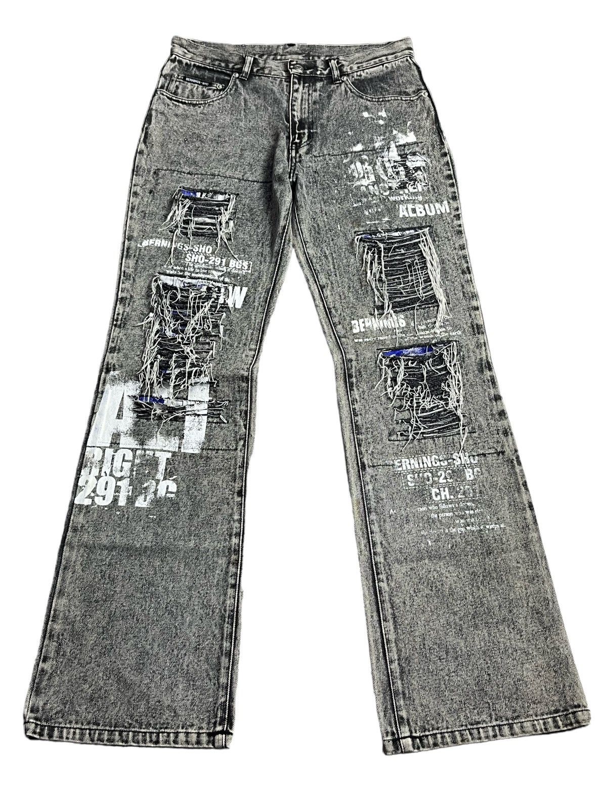 90’s FLARE🔥STUDIO SHO Grunge Ripped Acid Wash Denim💥