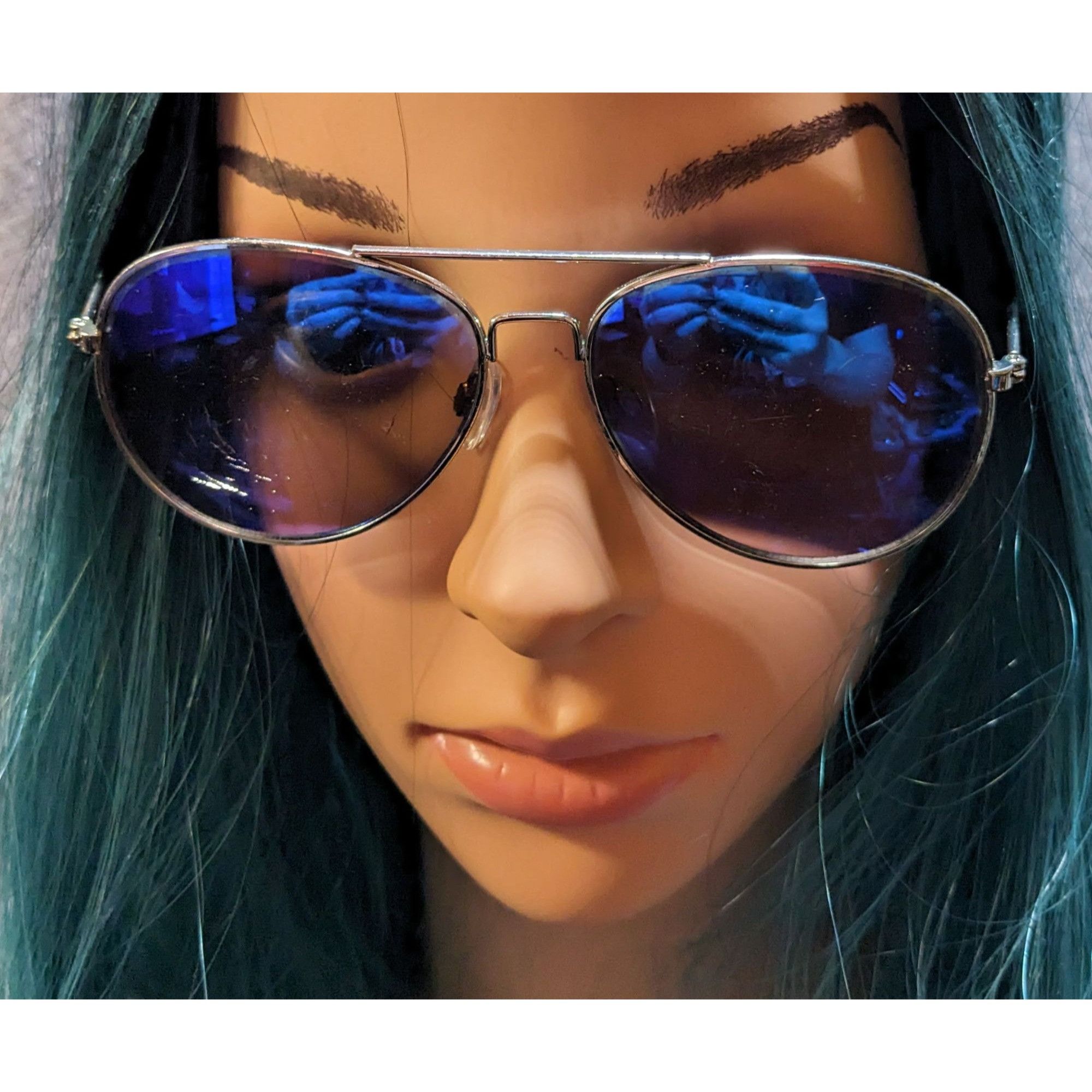 H&M H&M Silver Frame Blue Mirror Aviator Sunglasses Size ONE SIZE - 5 Thumbnail