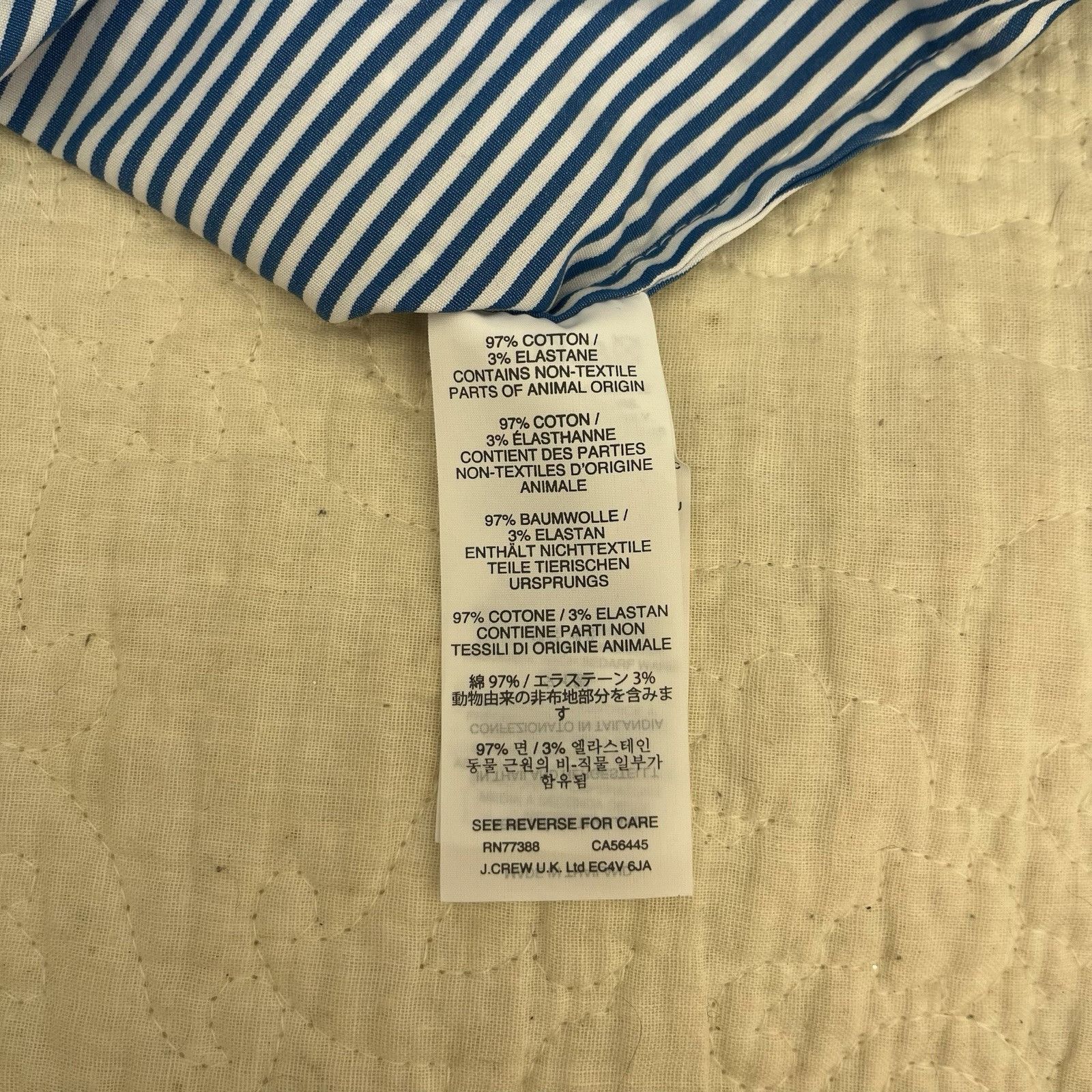 J.Crew J Crew Stretch Perfect Top Blue White Stripe Button Up Long Size XXS / US 00 / IT 34 - 4 Thumbnail